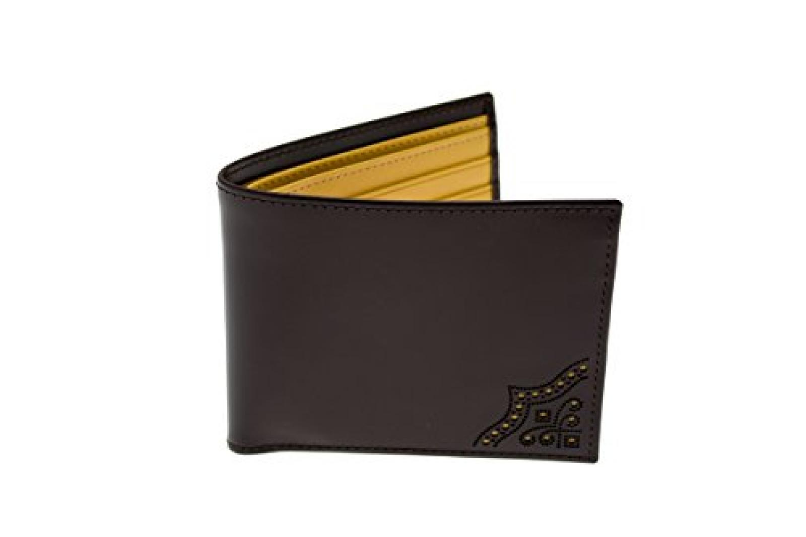 Ettinger Brieftasche aus Leder im Brogue-Stil - Nussbraun au&szlig;en/Hellbraun innen 