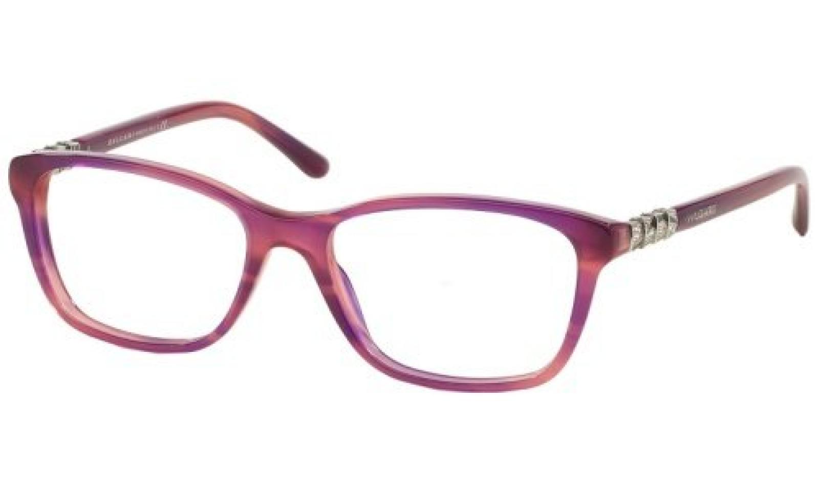 Bulgari F&uuml;r Frau 4097b Striped Violet Kunststoffgestell Brillen, 53mm 
