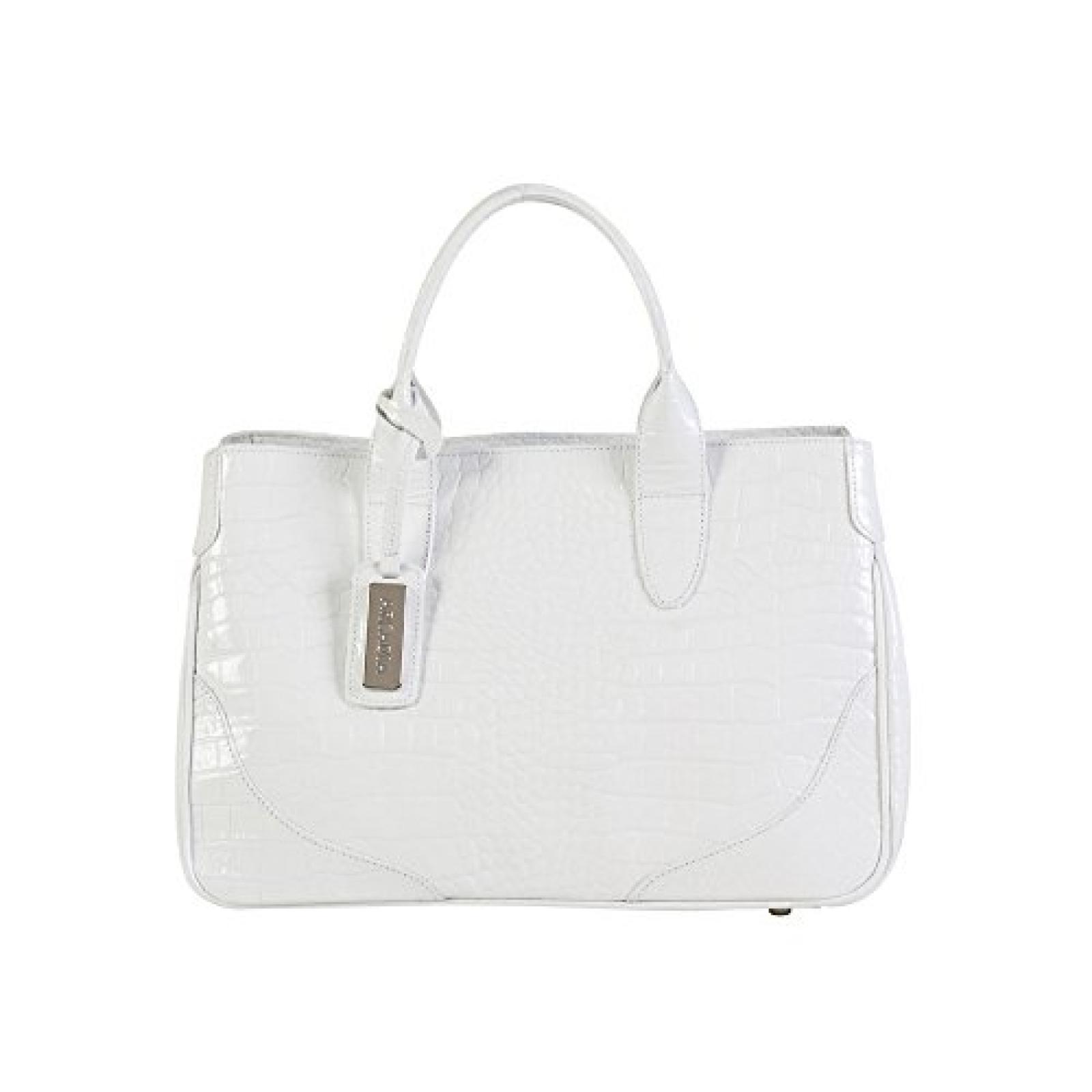 Arcadia Salina croc gedruckt italienischen Leder-Tragetasche Handtasche (wei&szlig;) 