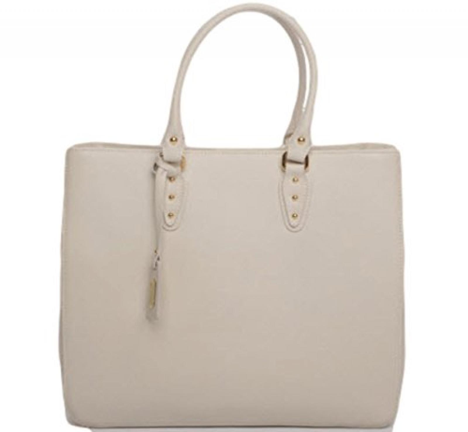 Ledertasche BALTIMORE - wollwei&szlig; - HANDARBEIT Tasche mit 2 Handgriffen, Umh&auml;ngetasche ecru creme beige 