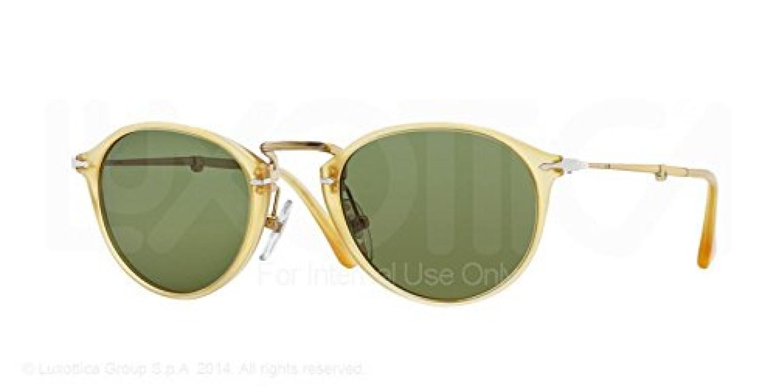 New Original Sunglasses Persol PO 3075S 204/P1 Unisex Honey, Yellow Round Polarized 