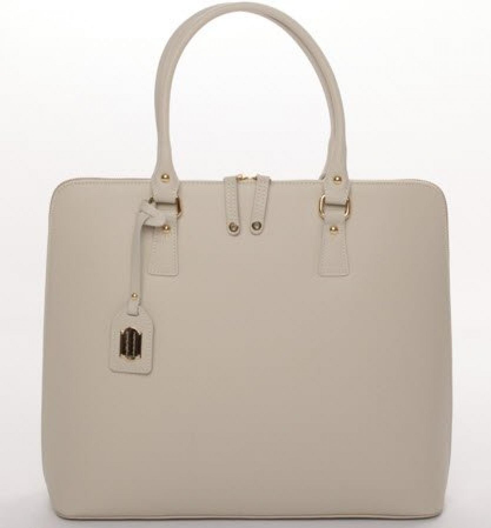 Ledertasche BOSTON - wollwei&szlig; - handgefertigt Tasche mit 2 Handgriffen, Umh&auml;ngetasche Schultertasche Arbeitstasche creme natur 