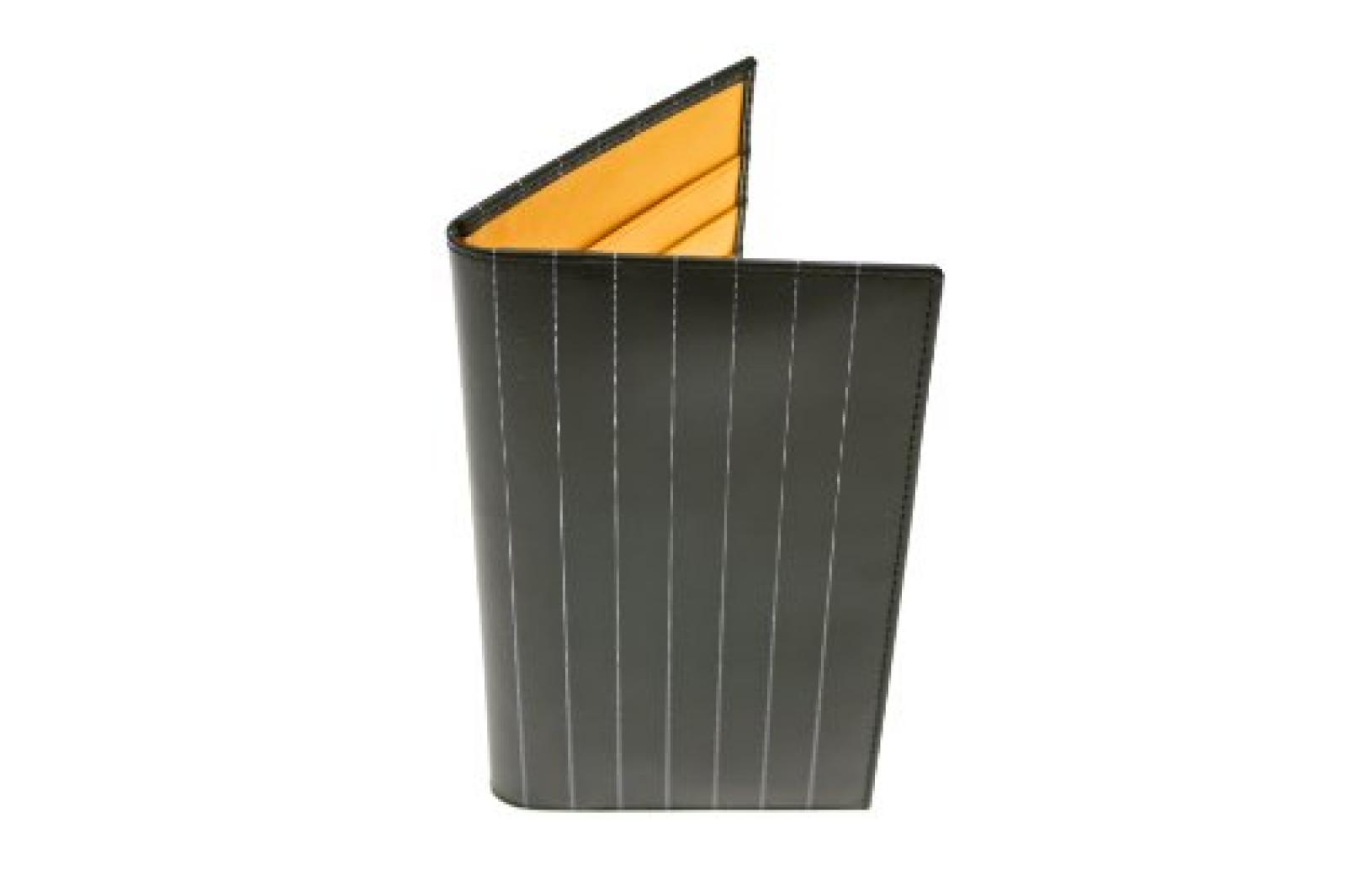 Ettinger - Vertikale Brieftasche aus Leder - Schwarz mit Nadelstreifen 
