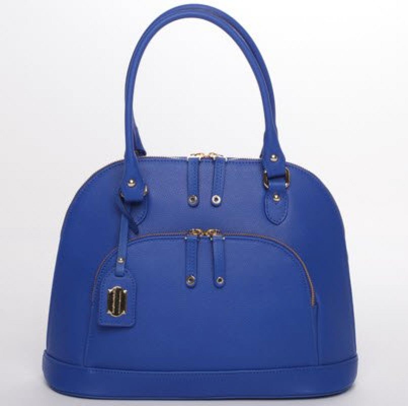Ledertasche Windsor - royal - handgefertigt Handtasche Tasche mit 2 Handgriffen, Umh&auml;ngetasche Schultertasche kornblumenblau blau azur 