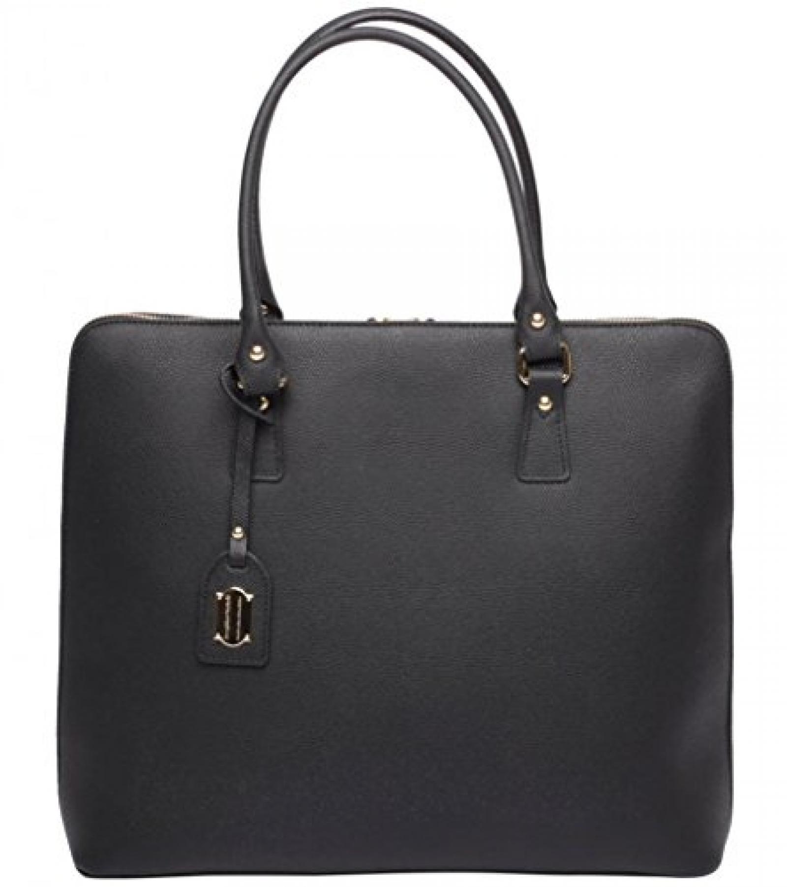 Ledertasche BOSTON - schwarz - handgefertigt Tasche mit 2 Handgriffen, Umh&auml;ngetasche Schultertasche Arbeitstasche black 