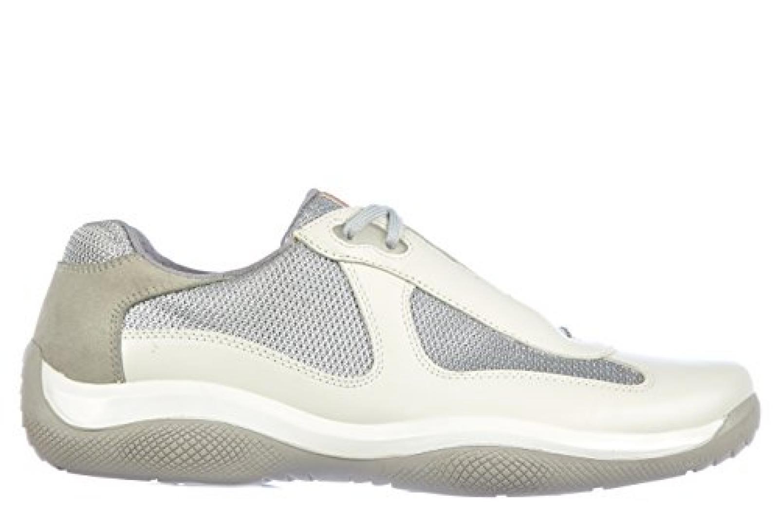 Prada Herrenschuhe Herren Leder Schuhe Sneakers nevada bike Wei&szlig; 
