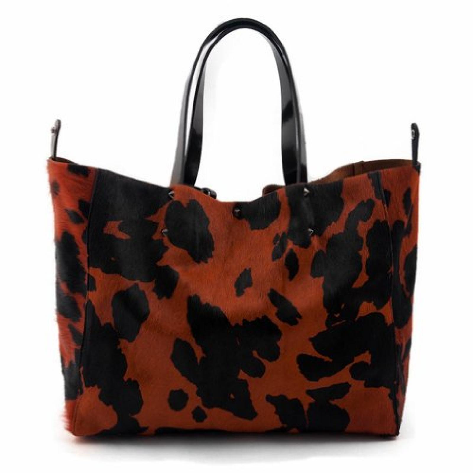 Handtasche damen Ashley, in cavallino rot, Made in Italy, Abmessungen cm: 37 L x 30 H x 14 p 