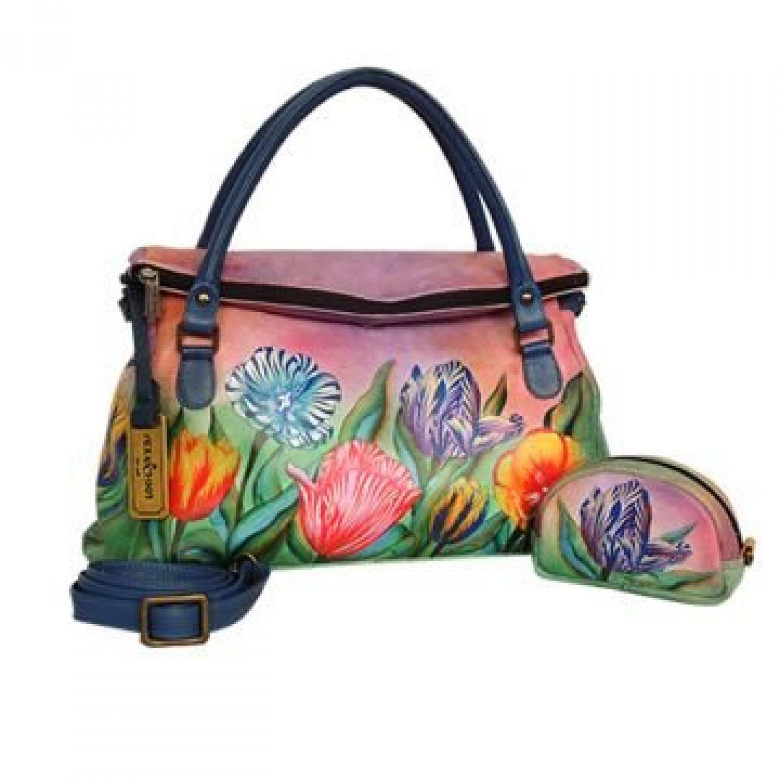 Anuschka echtes Leder Handgemalte East West-Klappe &uuml;ber Ver&auml;nderbare Tasche 