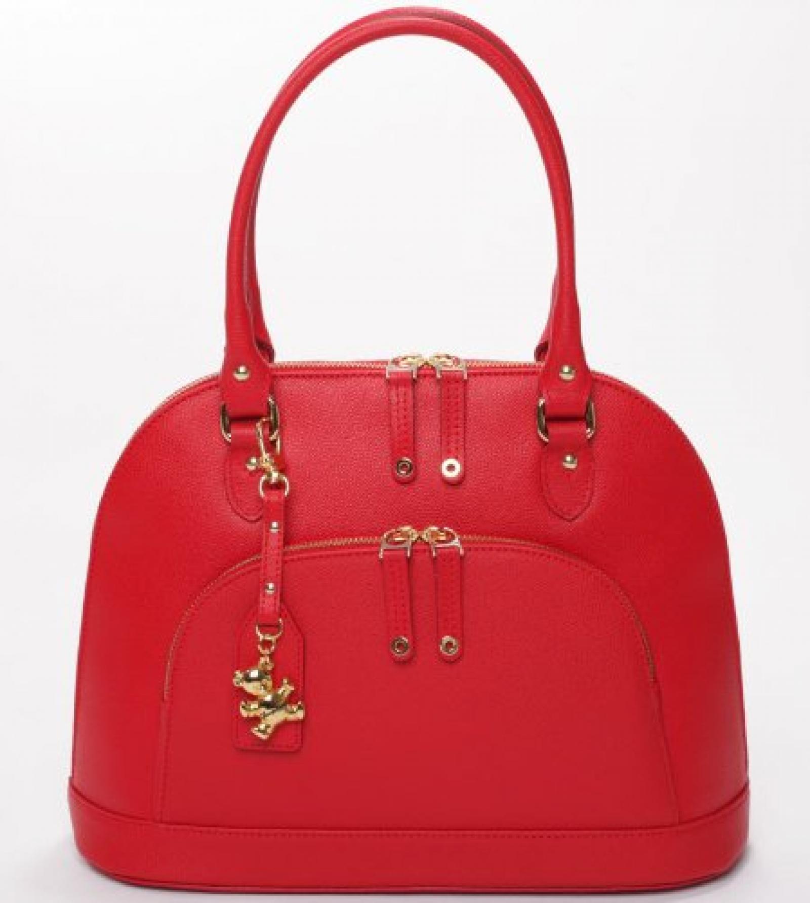 Ledertasche Windsor - rot - handgefertigt Handtasche Tasche mit 2 Handgriffen, Umh&auml;ngetasche Schultertasche B&auml;r Teddy 