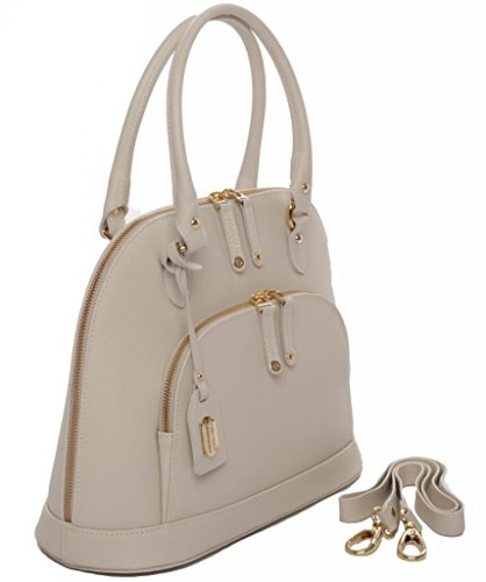 Ledertasche Windsor - wollwei&szlig; - handgefertigt Handtasche Tasche 2 Handgriffe, Umh&auml;ngetasche Schultertasche 