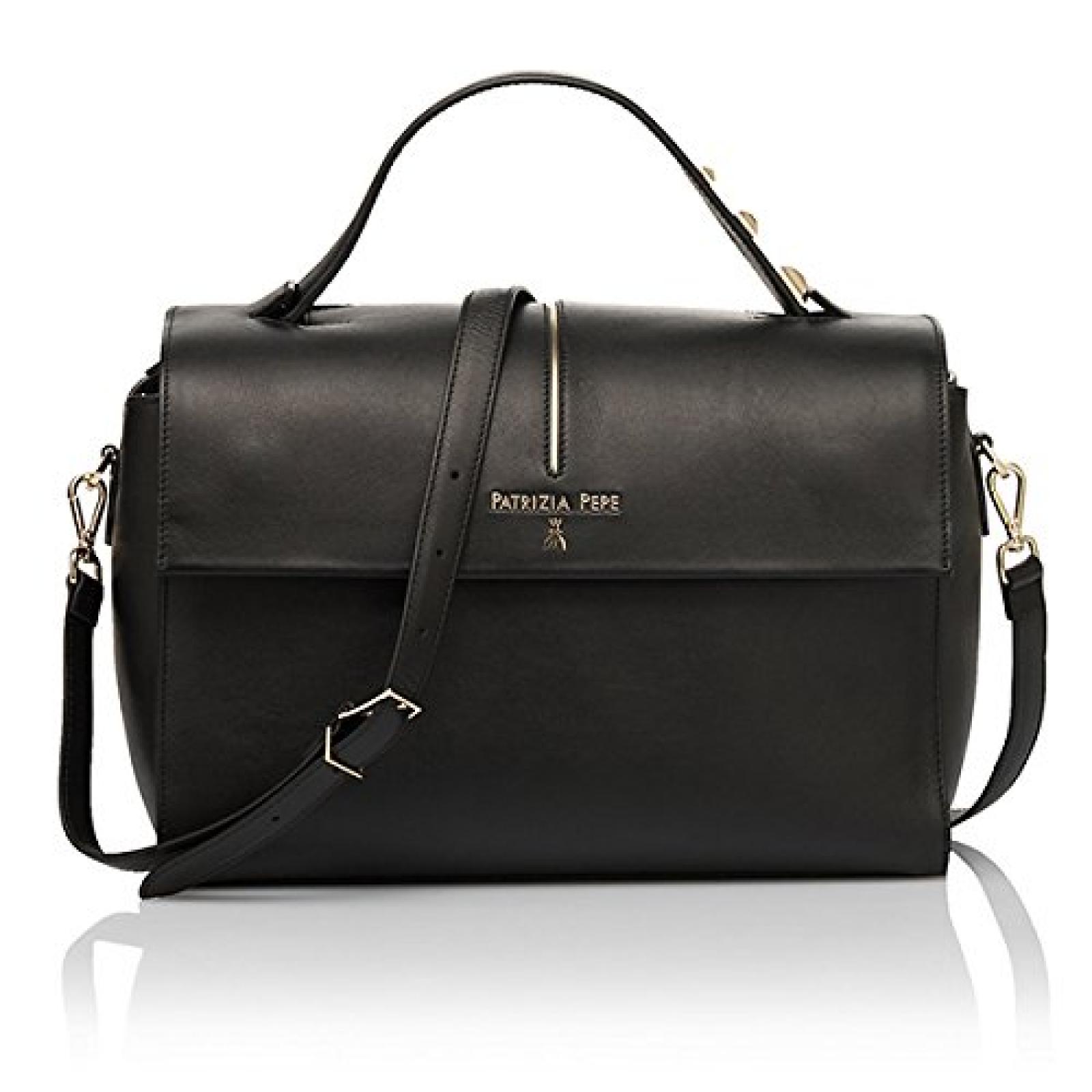 Patrizia Pepe Golden Fly Umh&auml;ngetasche Leder 33 cm black 