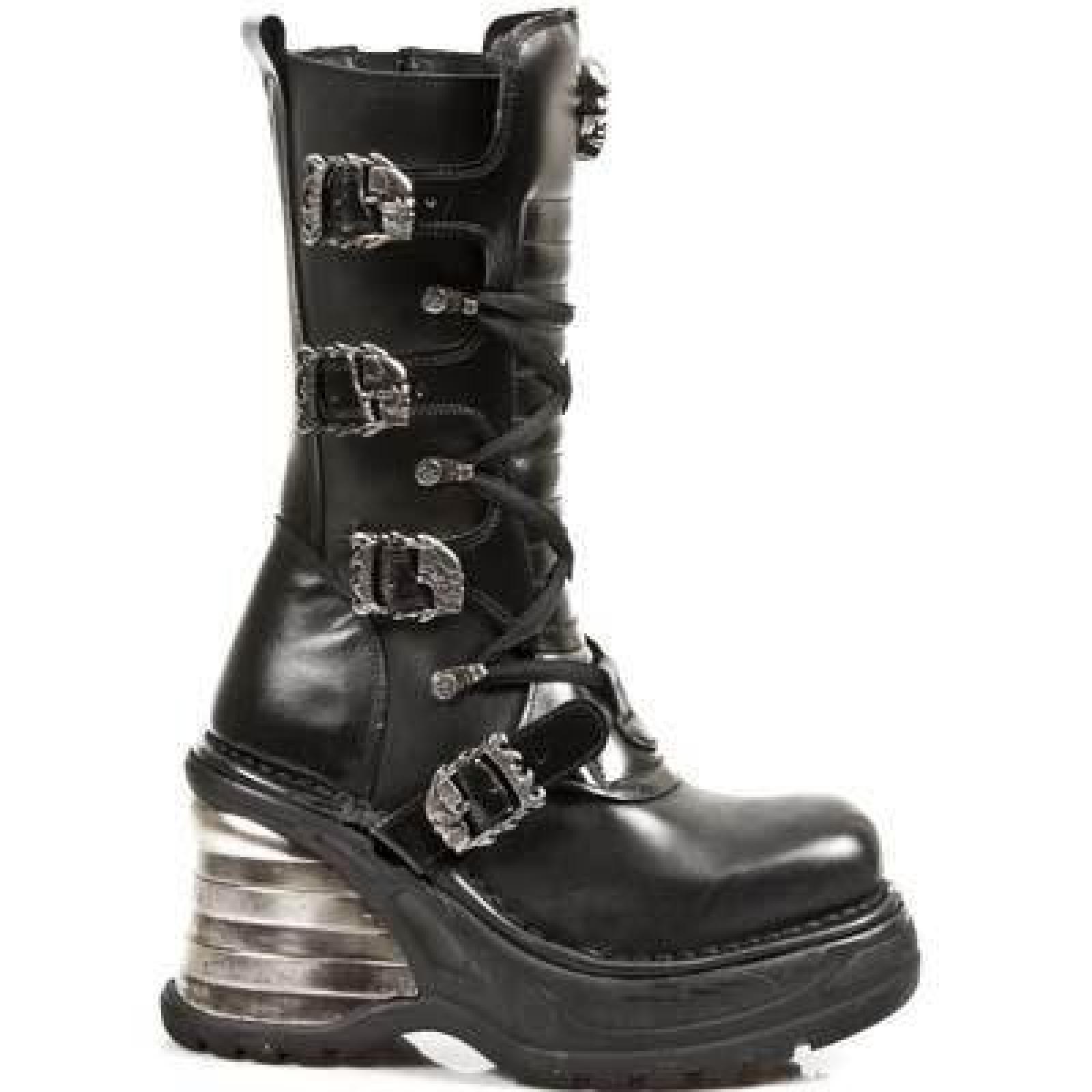New Rock Metallic Platform Schwarz Stiefel M.8374-S1 