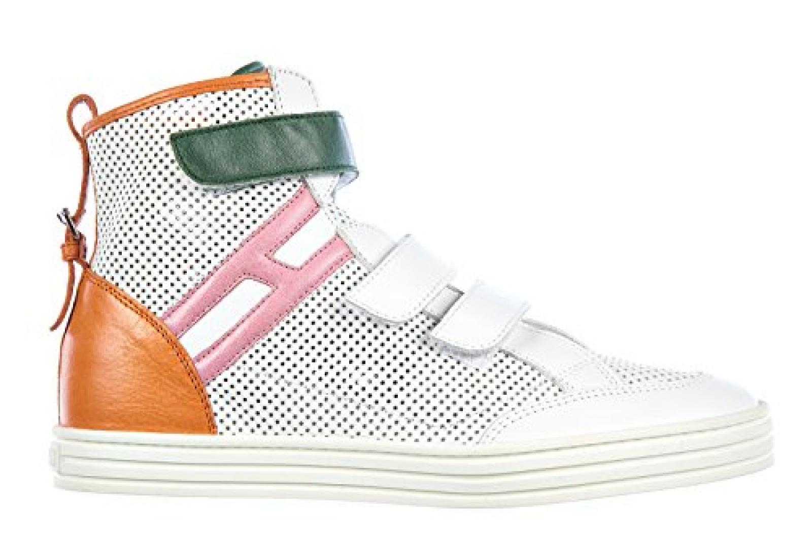 Hogan Damenschuhe Damen Leder Schuhe High Sneakers R 182 rebel strap Wei&szlig; 