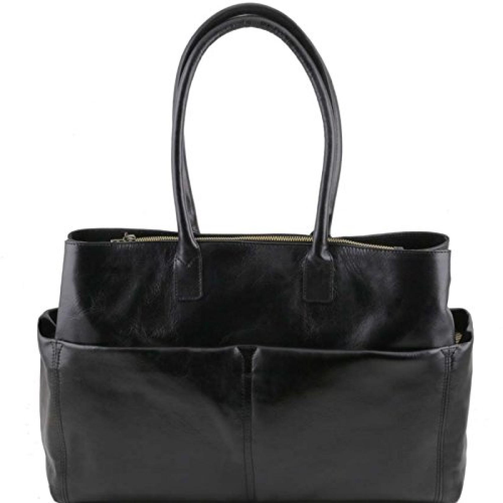 Tuscany Leather - Lampedusa - Große Damen Businesstasche mit Fächern Schwarz - TL141232/2 