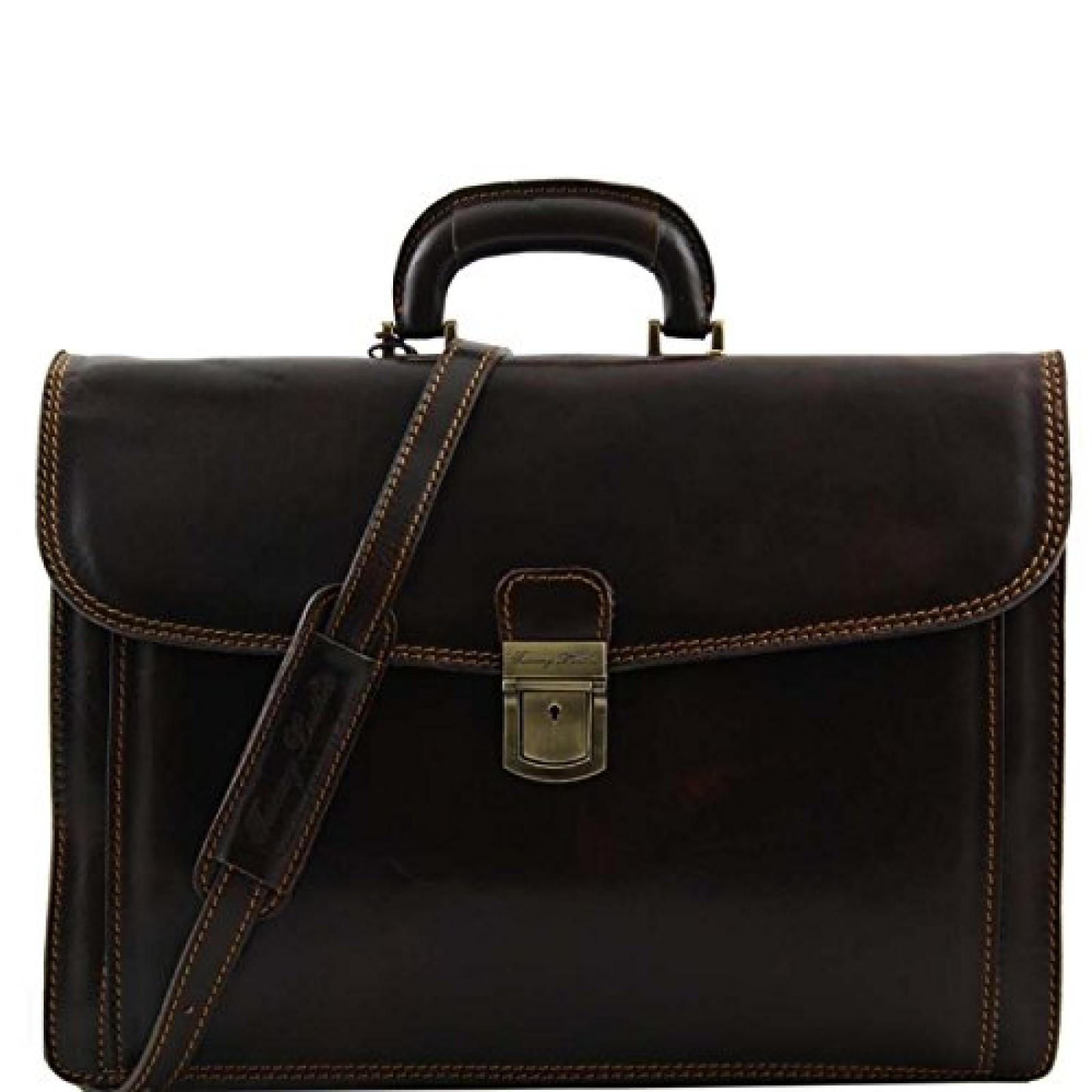 Tuscany Leather - Napoli - Aktentsche aus Leder 2 F&auml;cher Dunkelbraun - TL10027/5 