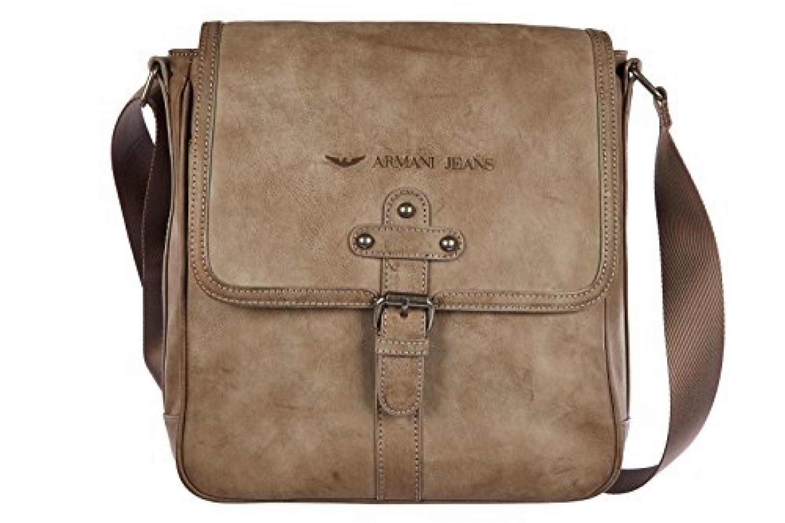 Armani Jeans Umh&auml;ngetasche Herren Tasche Schultertasche Messenger Bag vintage Braun 