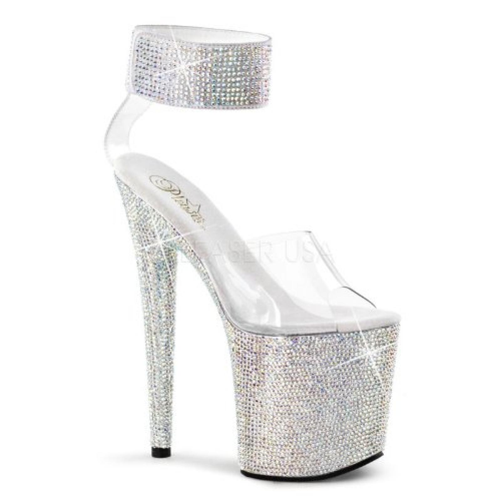 Pleaser Plateau High Heels BEJEWELED-812RS - Silber/Klar 40 EU 