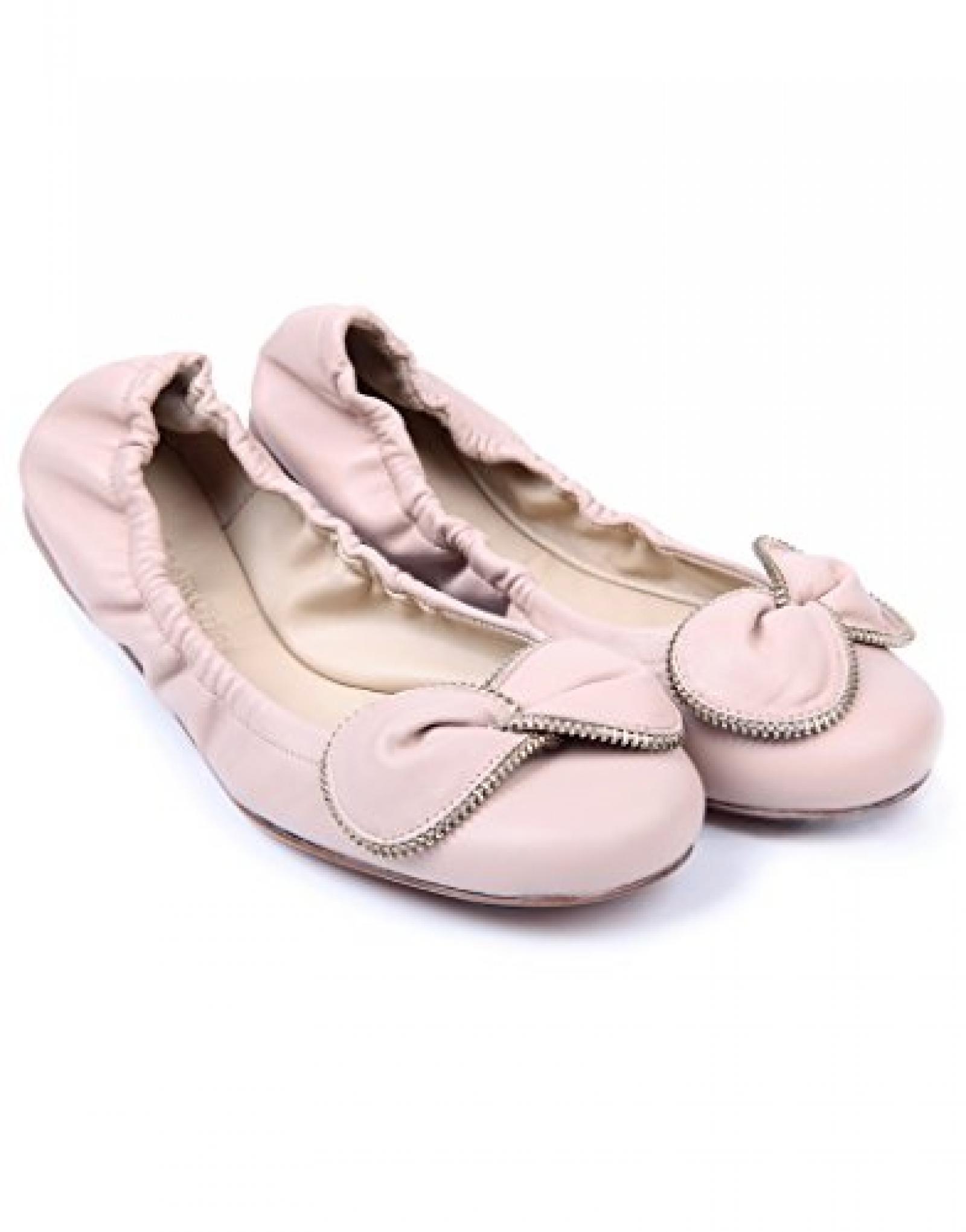 See by Chloe Ladies? Clara Leather Bow Ballet Flats ? Nude 