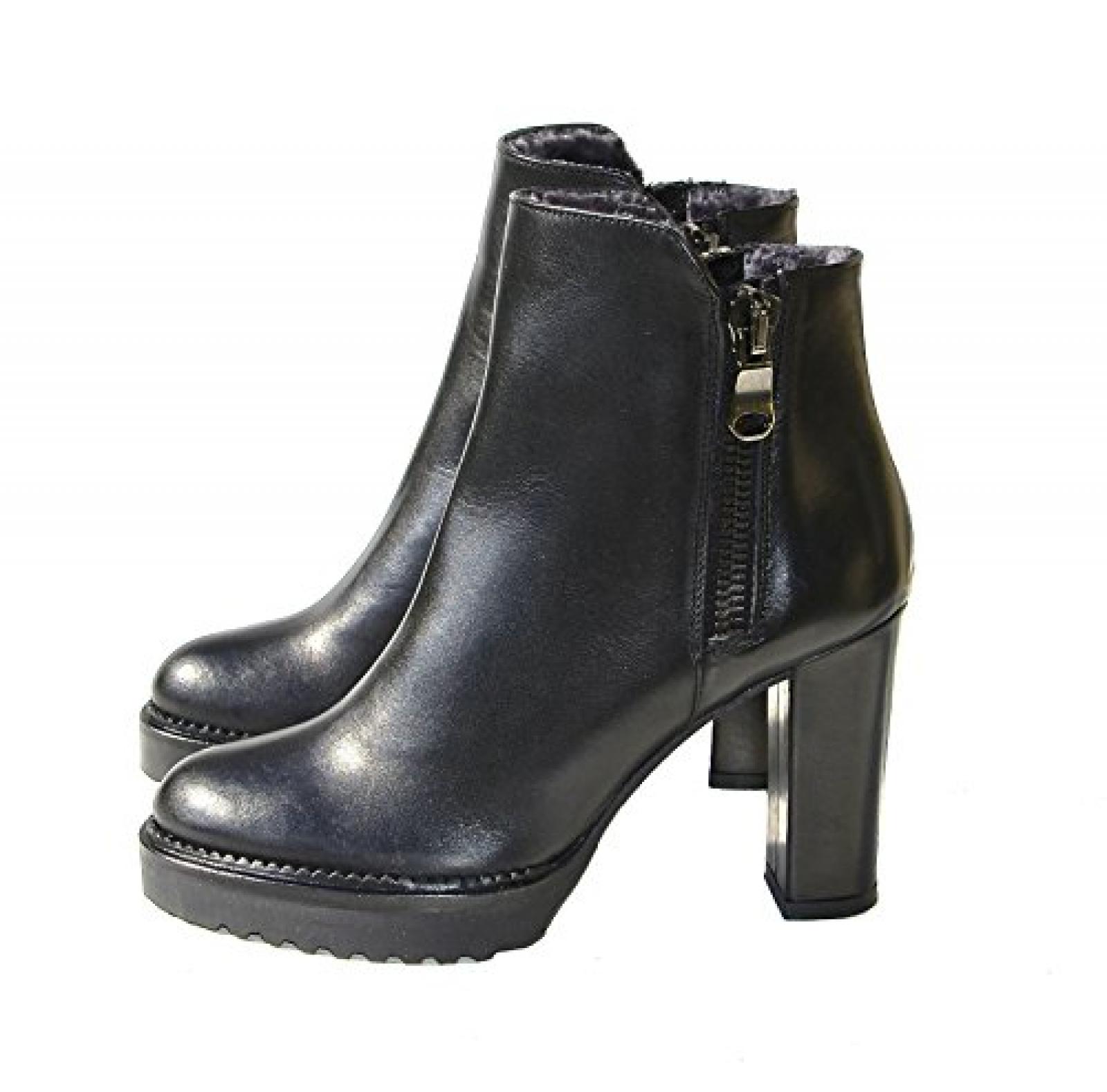 BALDAN STIEFELETTEN SCHWARZ LEDER BLOCKABS&Auml;TZE 