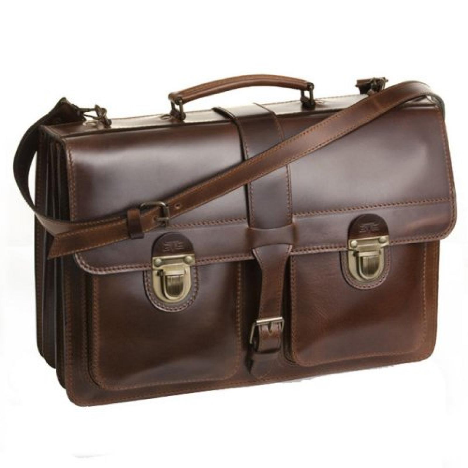 Mika Aktentasche Leder 44 cm braun-glatt 