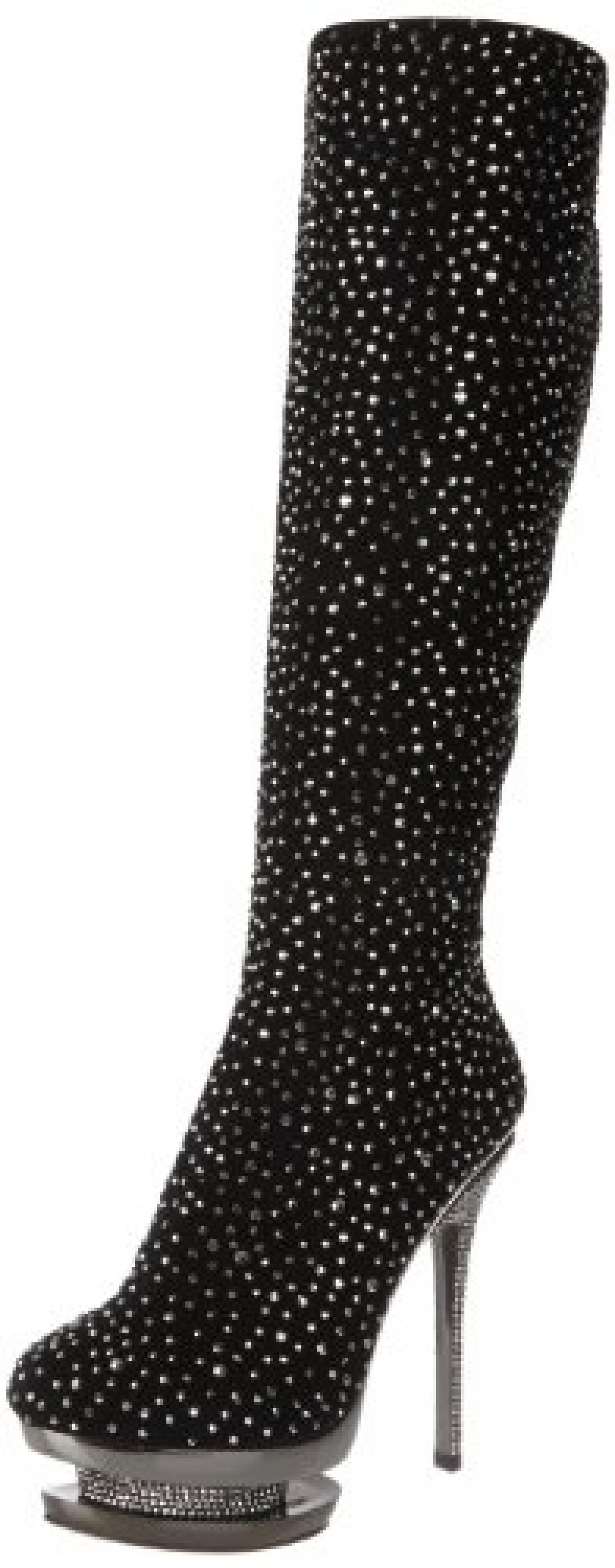FANTASIA-2010R, Luxus Fashion Plateau Stiefel Wildleder schwarz Strass, Gr&ouml;&szlig;e:40 (US 10) 