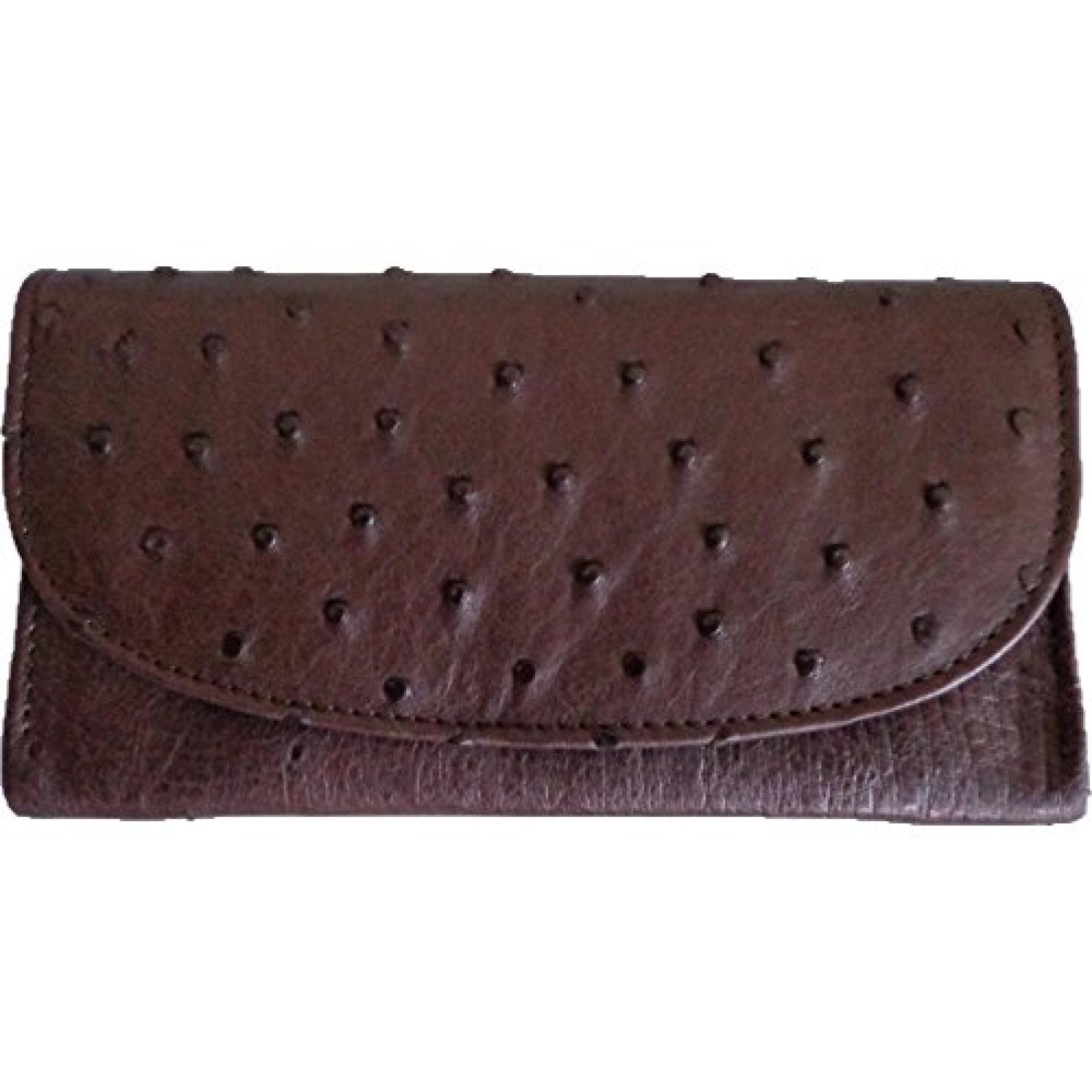 Damen Geldb&ouml;rse aus echtem Straussenleder - 20x18x2,50cm - nicotine 
