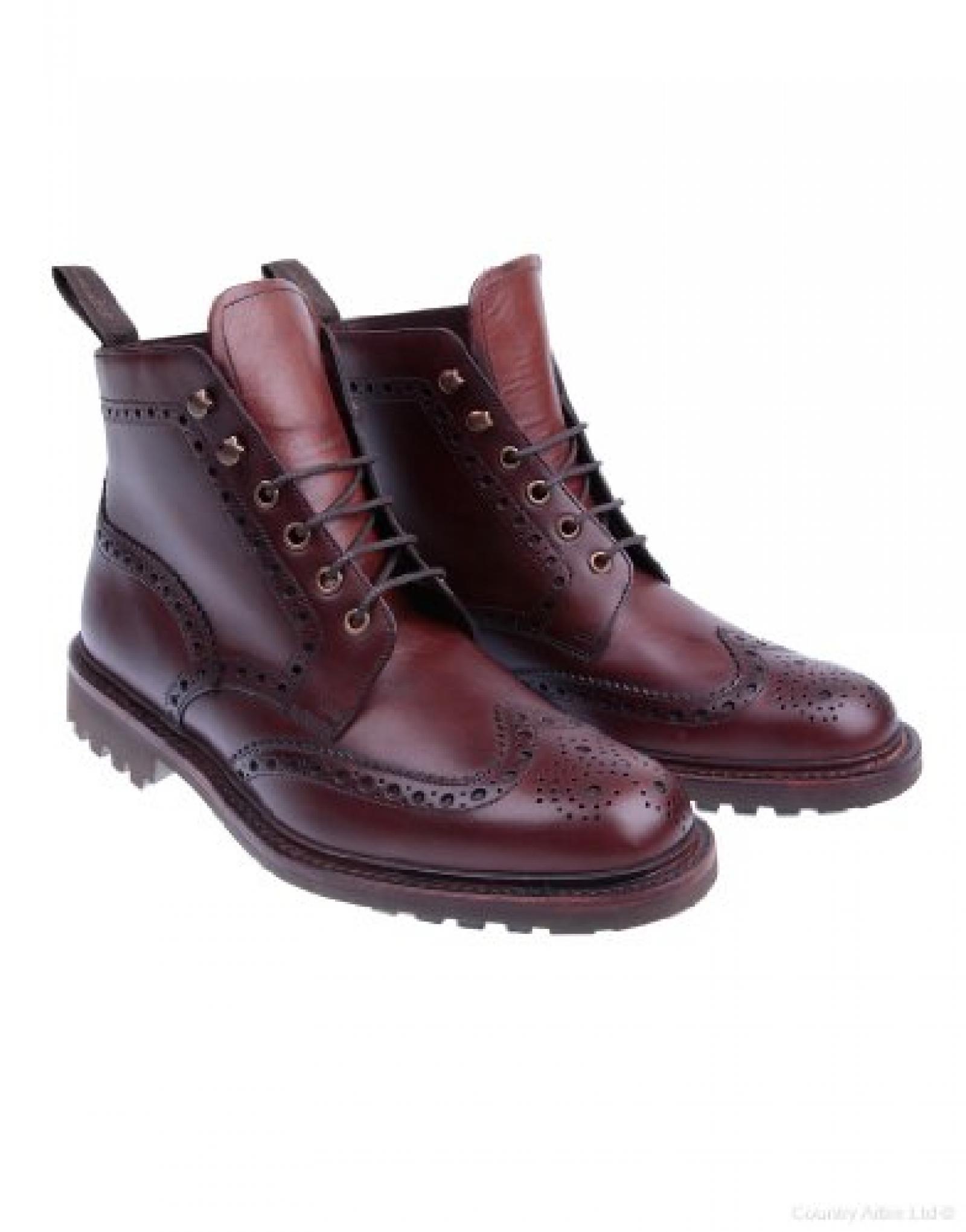 Loake Men?s Mulligan Waxy Leather Brogue Boot ? Brown 