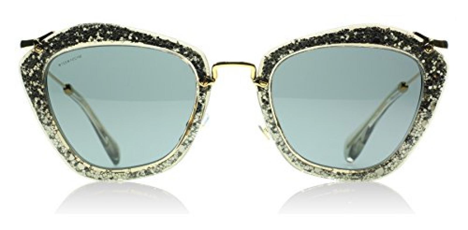 MIU MIU Metal Mix Cateye Grey Glitter Sunglasses 55 Grey 