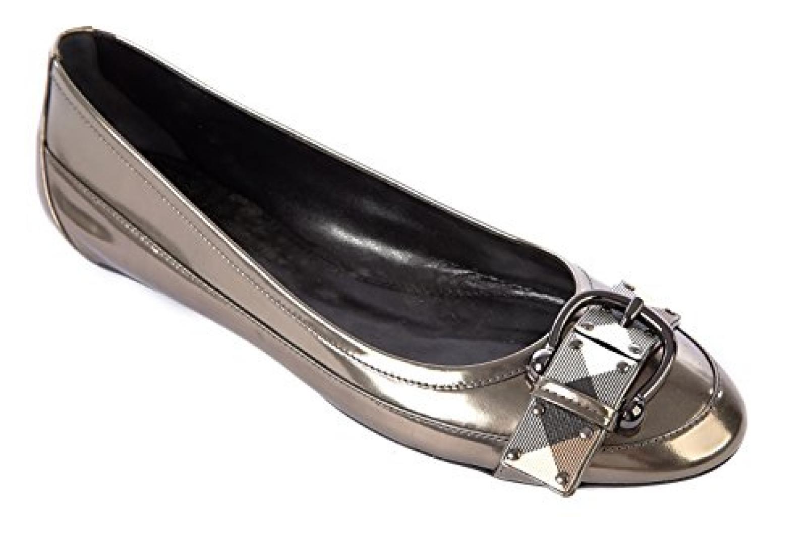 Burberry Damen Leather Ballet Flats Ballerinas nickel Silber 