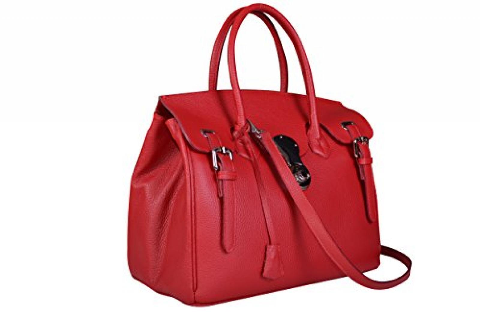 Maxima Milano Damentasche, Italienische echt Leder, Henkeltasche, Handtaschen Rot, Schultertasche mit Schulterriemen - Made in Italy 