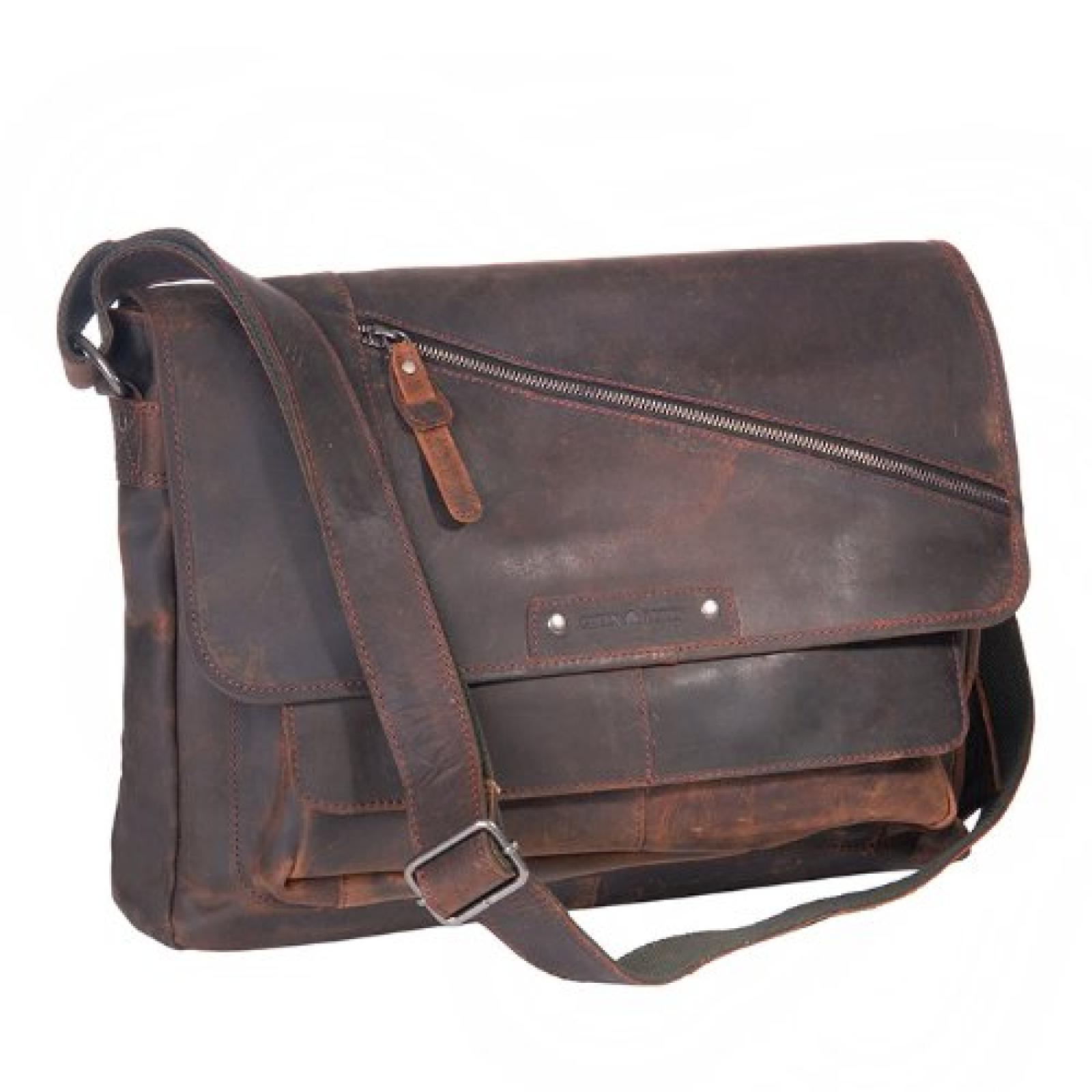 Greenburry Vintage Revival Vol. 2 Ledertasche Umh&auml;ngetasche braun Messenger Bag , 40x30x14 cm (B x H x T) 