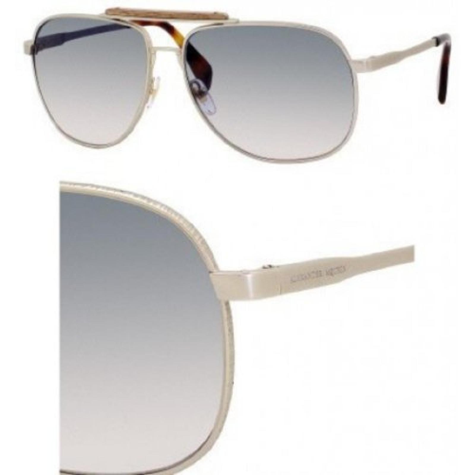 Alexander McQueen Brow Bar Aviator Sunglasses Light Gold Blue Gradient 62 Blue Gradient 
