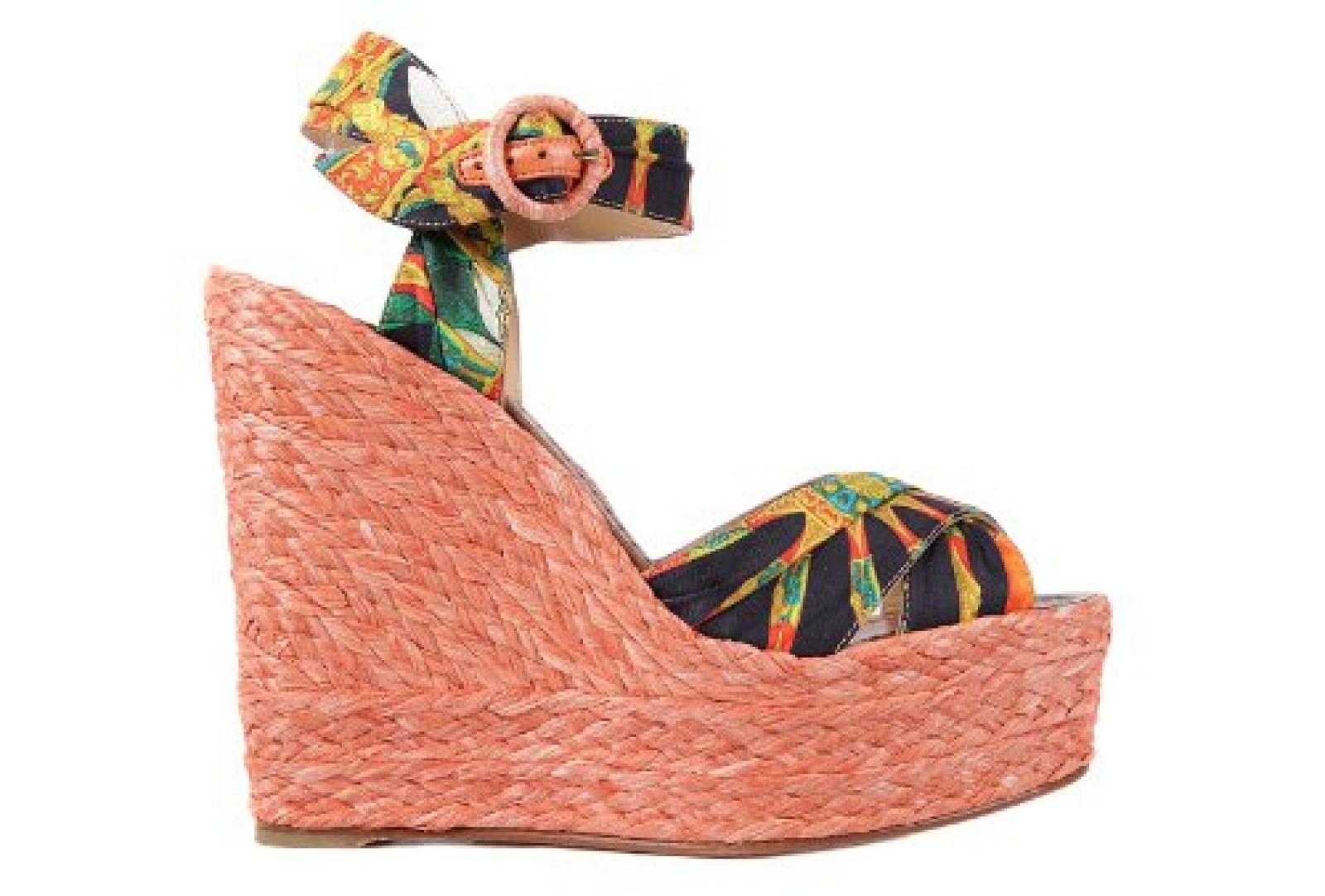 DOLCE&GABBANA Damen Keilabsatz Baumwolle Schuhe Keilschuhe Wedges foulard blu 