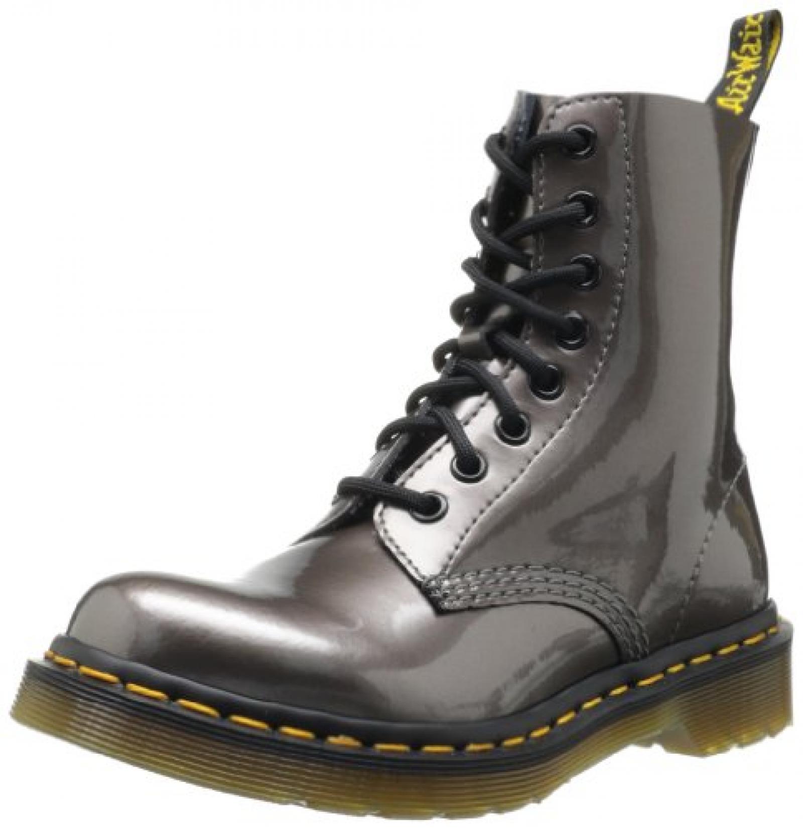 Dr. Martens PASCAL Spectra Patent PEWTER Damen Derby Schn&uuml;rhalbschuhe 