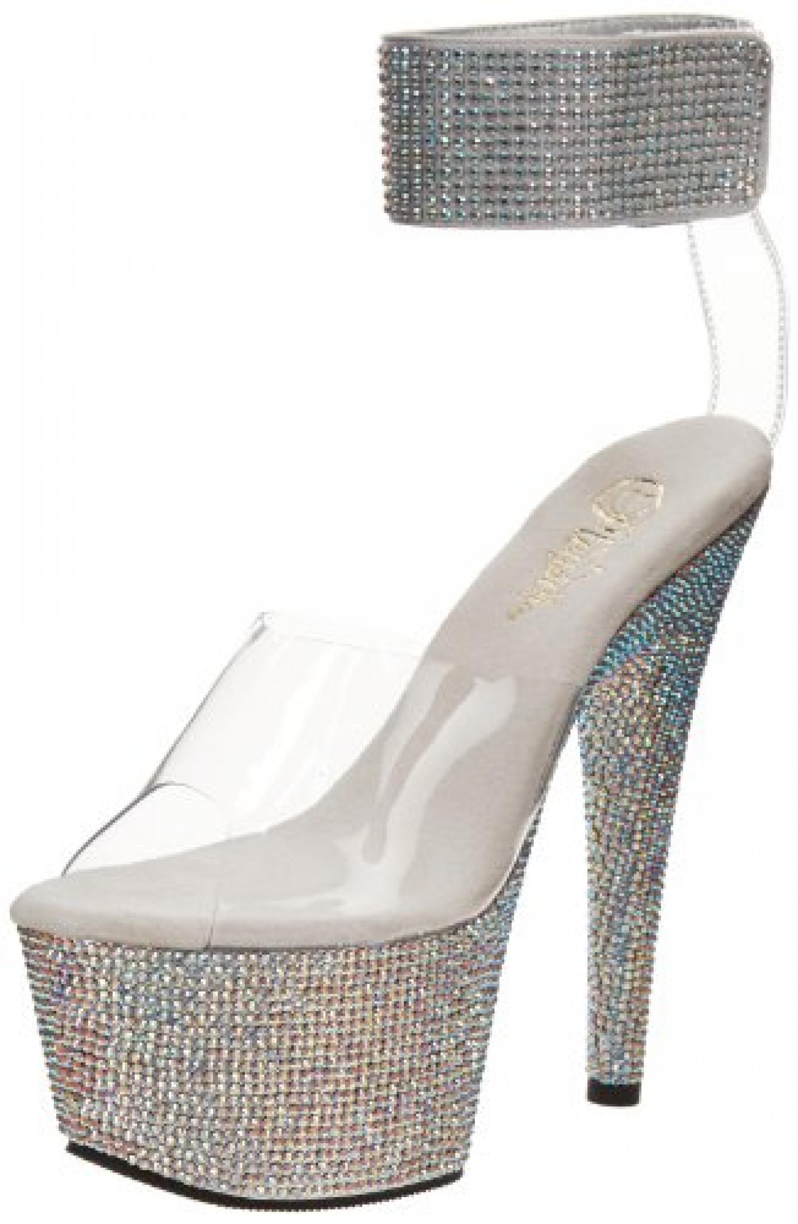 Pleaser Plateau High Heels BEJEWELED-712RS - Silber/Klar 43,5 EU 