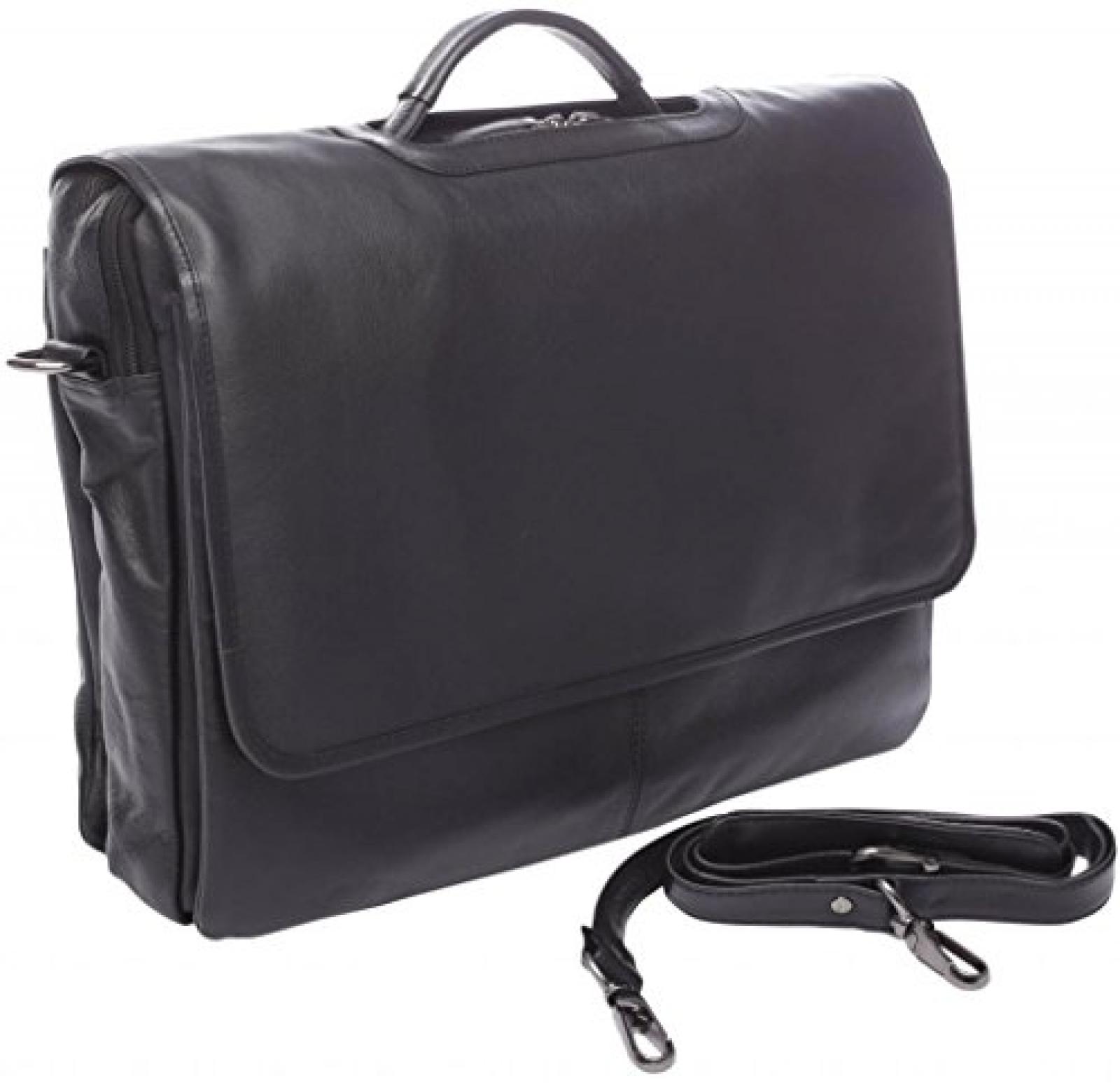 Leder Arbeitstasche Attach&eacute; - schwarz - echtes Leder Aktentasche Umh&auml;ngetasche Ledertasche Tasche 