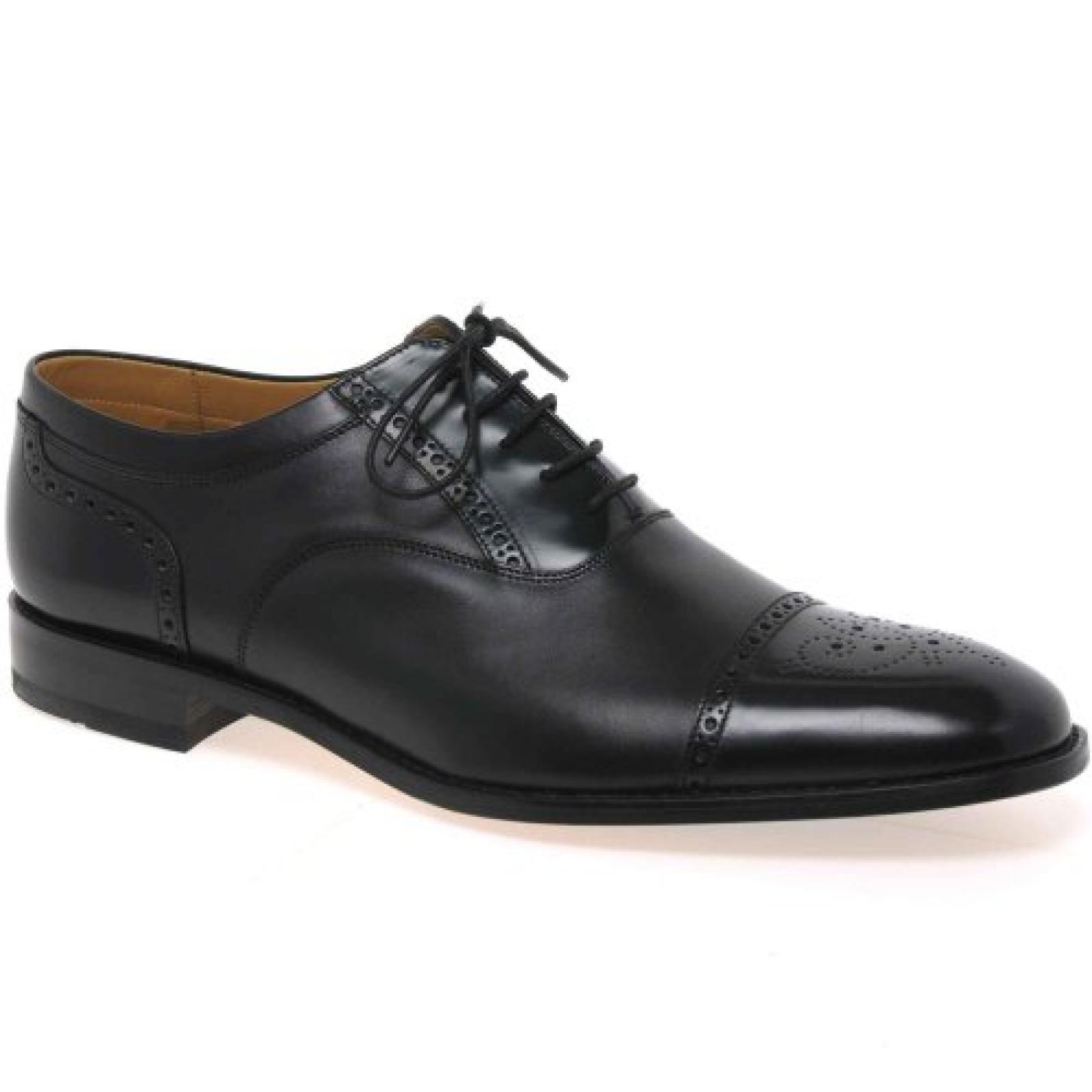 Loake Woodstock Herren Schwarz Leder Schn&uuml;r-Schuhe 