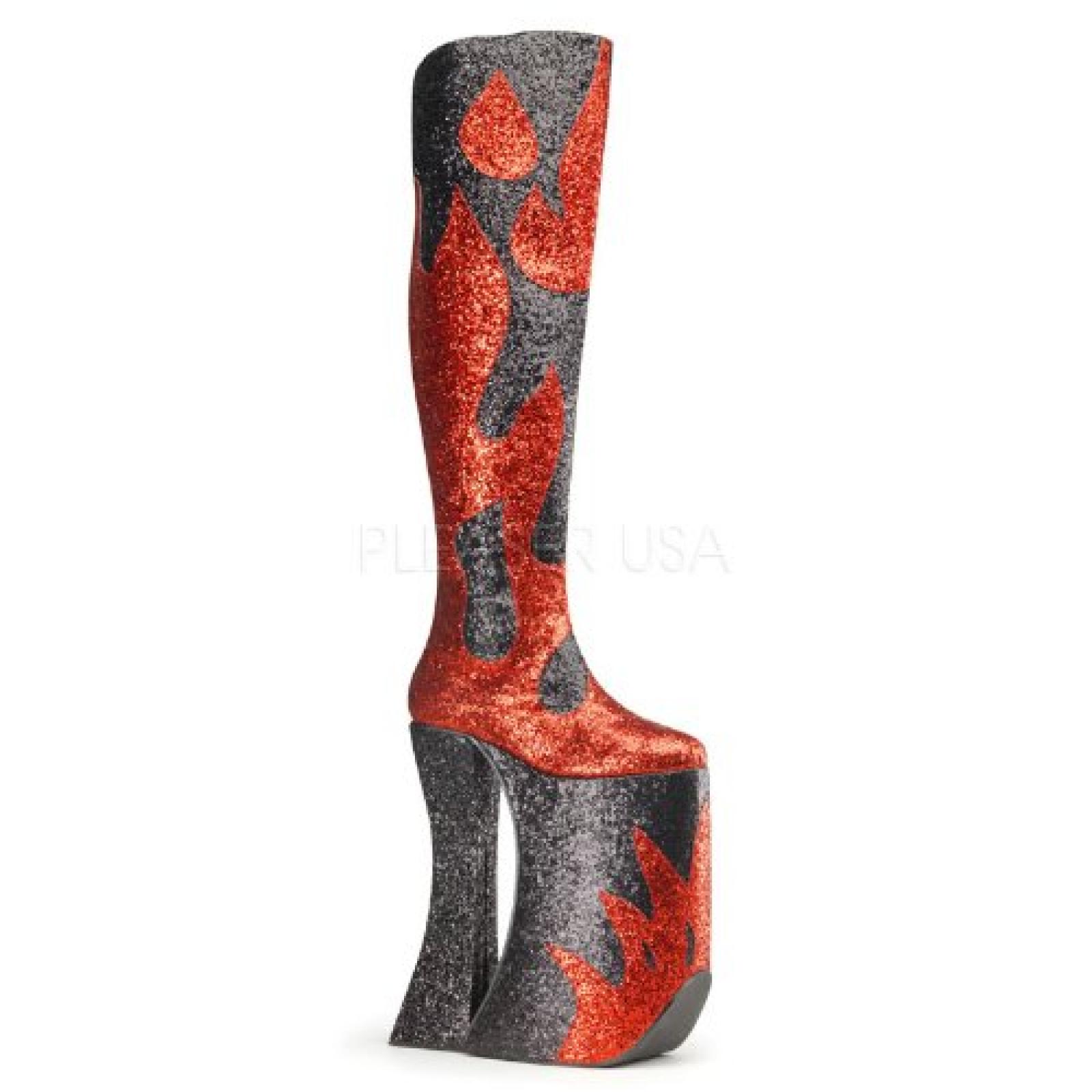 Devious High Heel Plateau Drag Queen Overknee Stiefel SPLASHY-3020 Rot Silber, Gr&ouml;&szlig;e F:6 US / 36 
