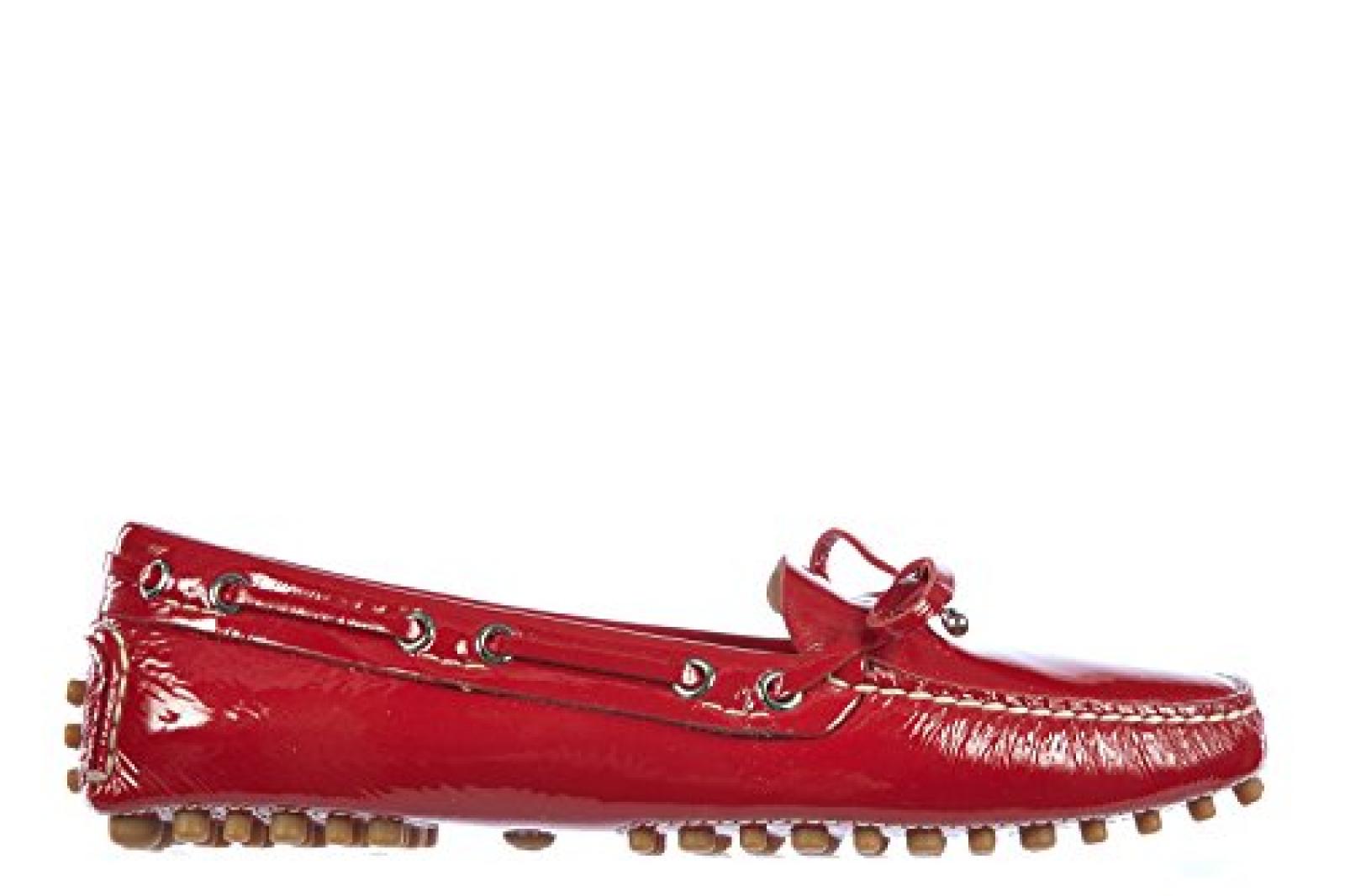 Car Shoe Damen Leder Mokassins Slipper naplak Rot 