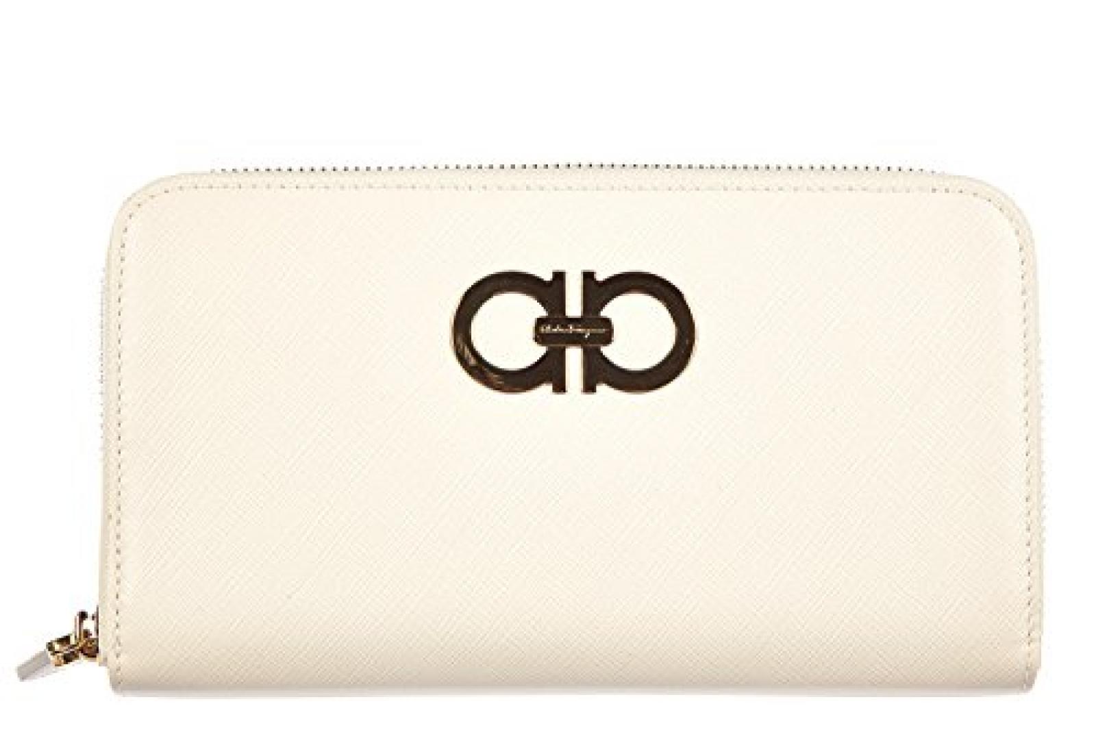 Salvatore Ferragamo Damen Geldb&ouml;rse Portemonnaie Echtleder Geldbeutel Bifold butter Wei&szlig; 