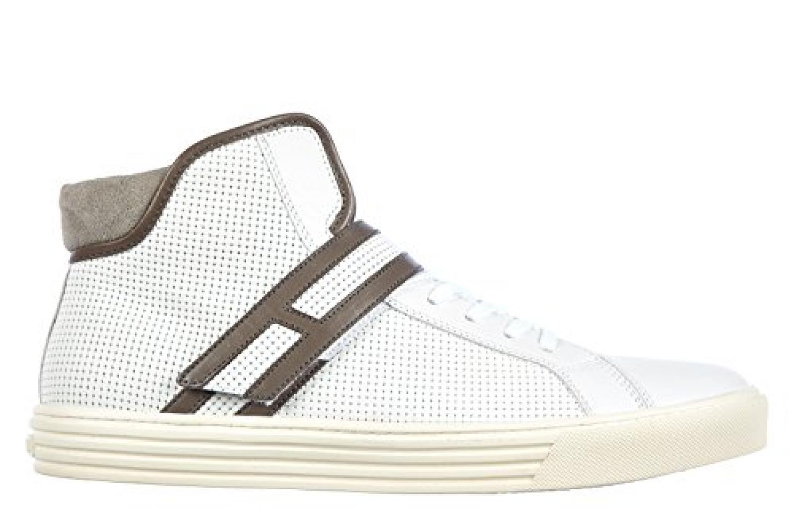 Hogan Herrenschuhe Herren Leder Schuhe High Sneakers rebel r206 Wei&szlig; 