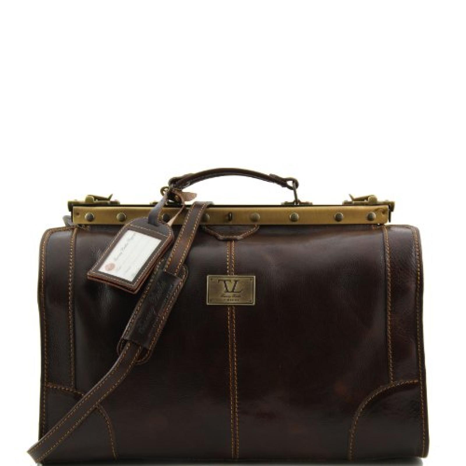 810234 - TUSCANY LEATHER: MADRID - Maulb&uuml;gel Reisetasche aus Leder - Klein, dunkelbraun 