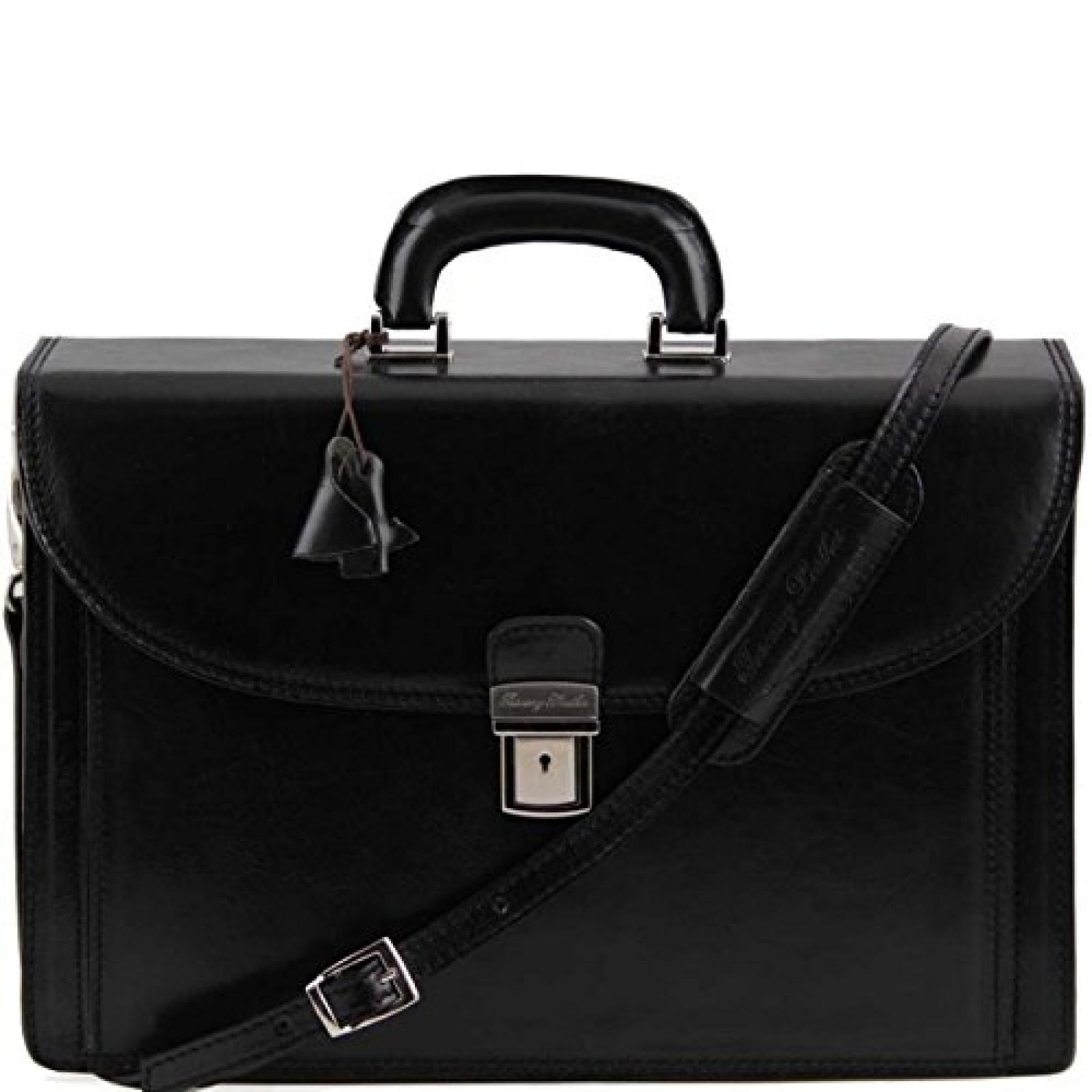 Tuscany Leather - Taormina- Exklusive Leder Notebooktasche 3 F&auml;cher Schwarz - TL141205/2 