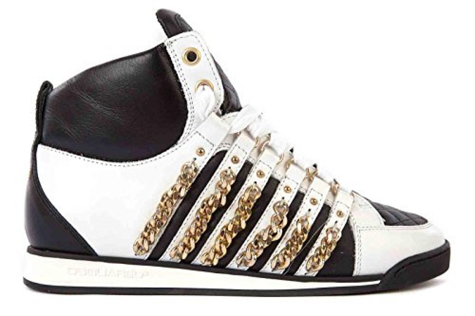 Dsquared2 Dsquared Damenschuhe Damen Leder Schuhe High Sneakers Wei&szlig; 
