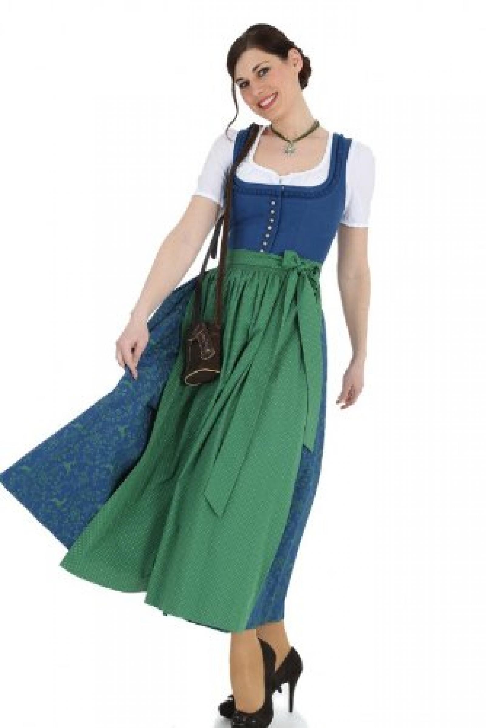 Hammerschmid Damen Dirndl lang Plansee 23106 blau gr&uuml;n 