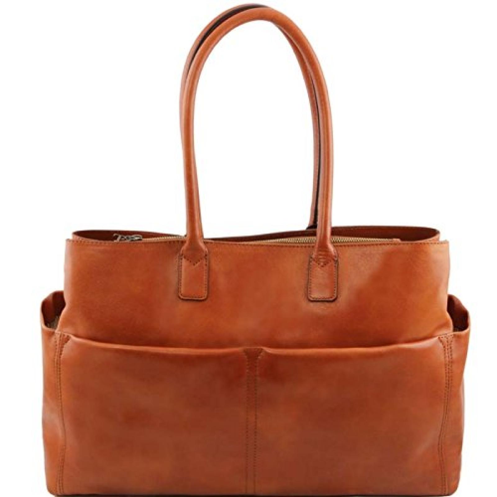 Tuscany Leather - Lampedusa - Gro&szlig;e Damen Businesstasche mit F&auml;chern Honig - TL141232/3 