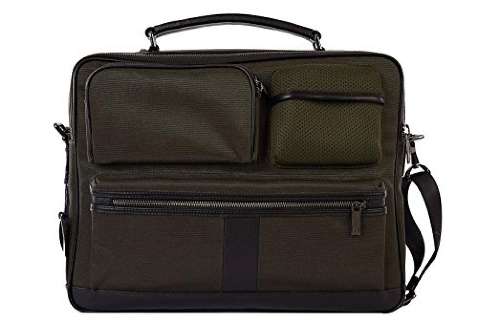 Armani Jeans Aktentasche Tasche Dokumententasche Laptoptasche Nylon Gr&uuml;n 