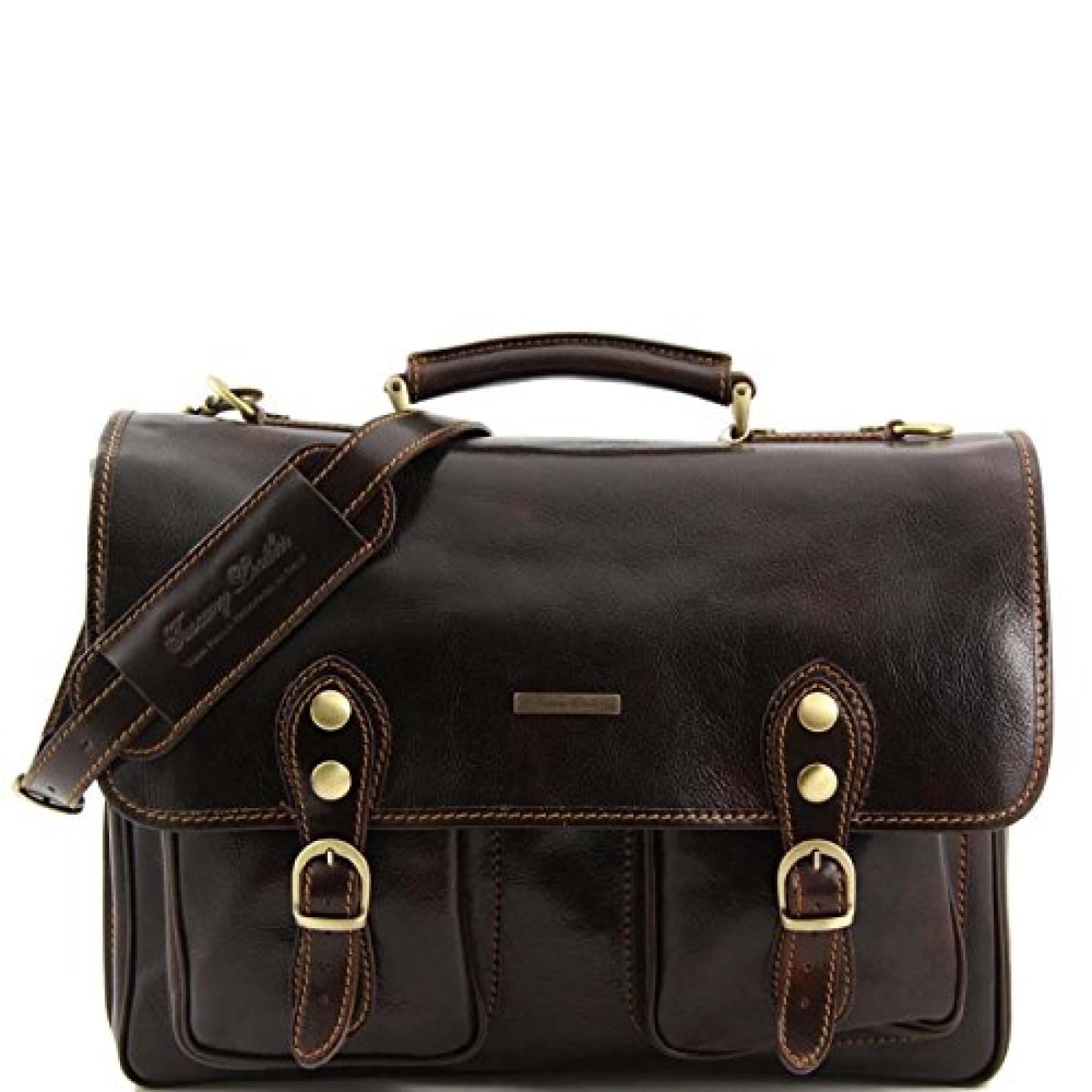 Tuscany Leather - Modena - Messenger Tasche aus Leder 2 F&auml;cher Dunkelbraun - TL141134/5 