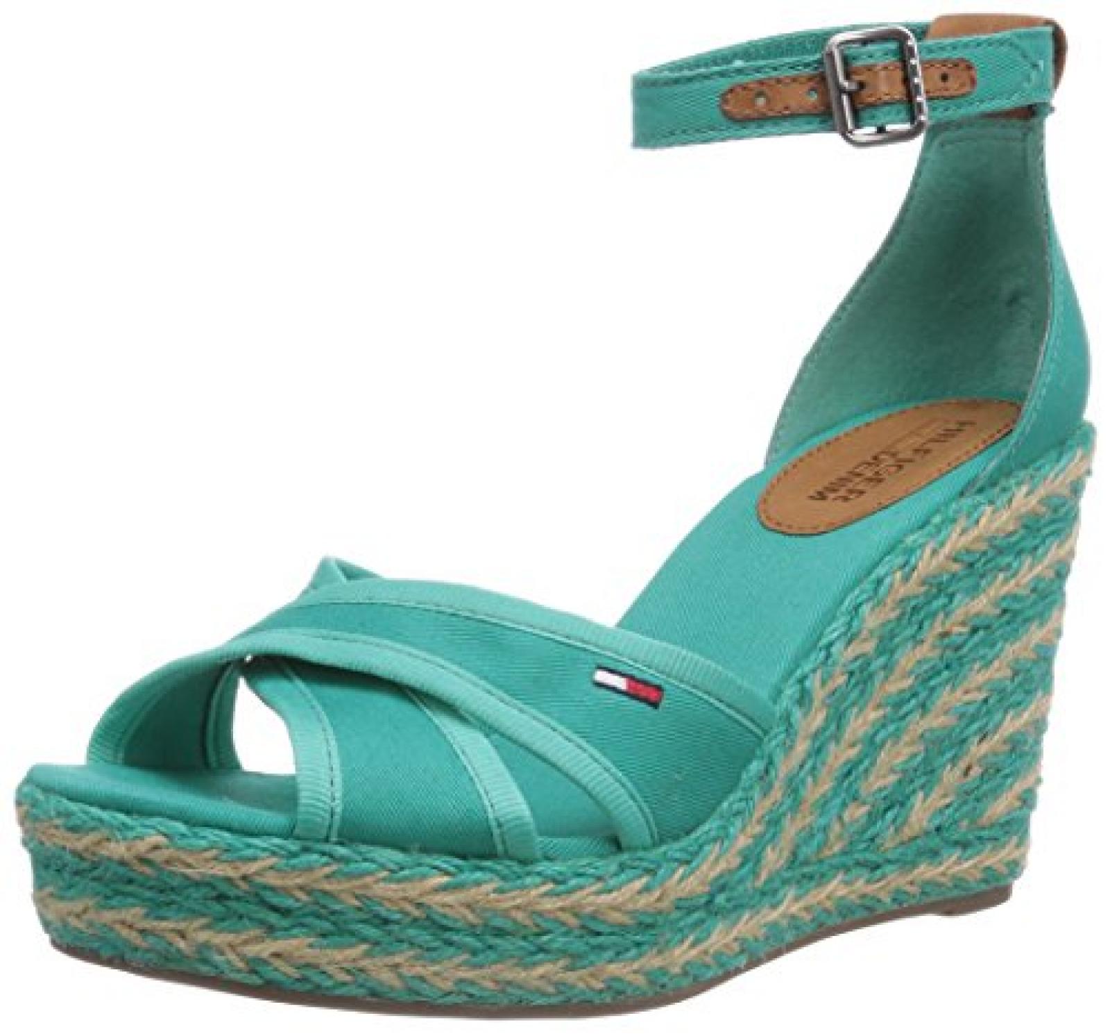 Hilfiger Denim LIVELY 20D Damen Kn&ouml;chelriemchen Sandalen mit Keilabsatz 