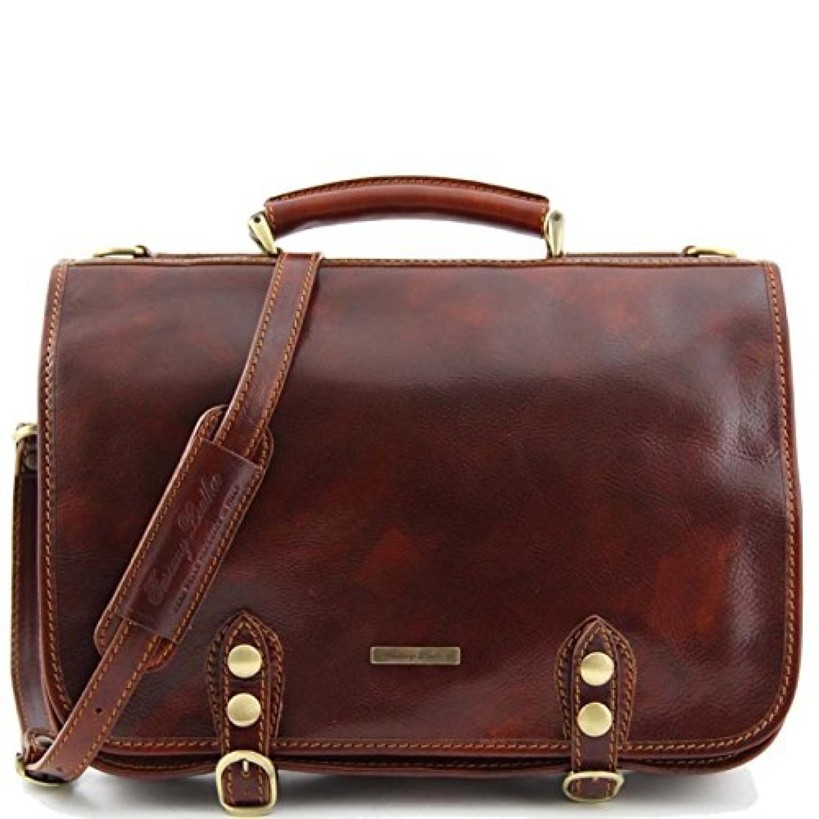 Tuscany Leather - Capri - Messenger Tasche aus Leder 2 F&auml;cher Braun - TL10068/1 
